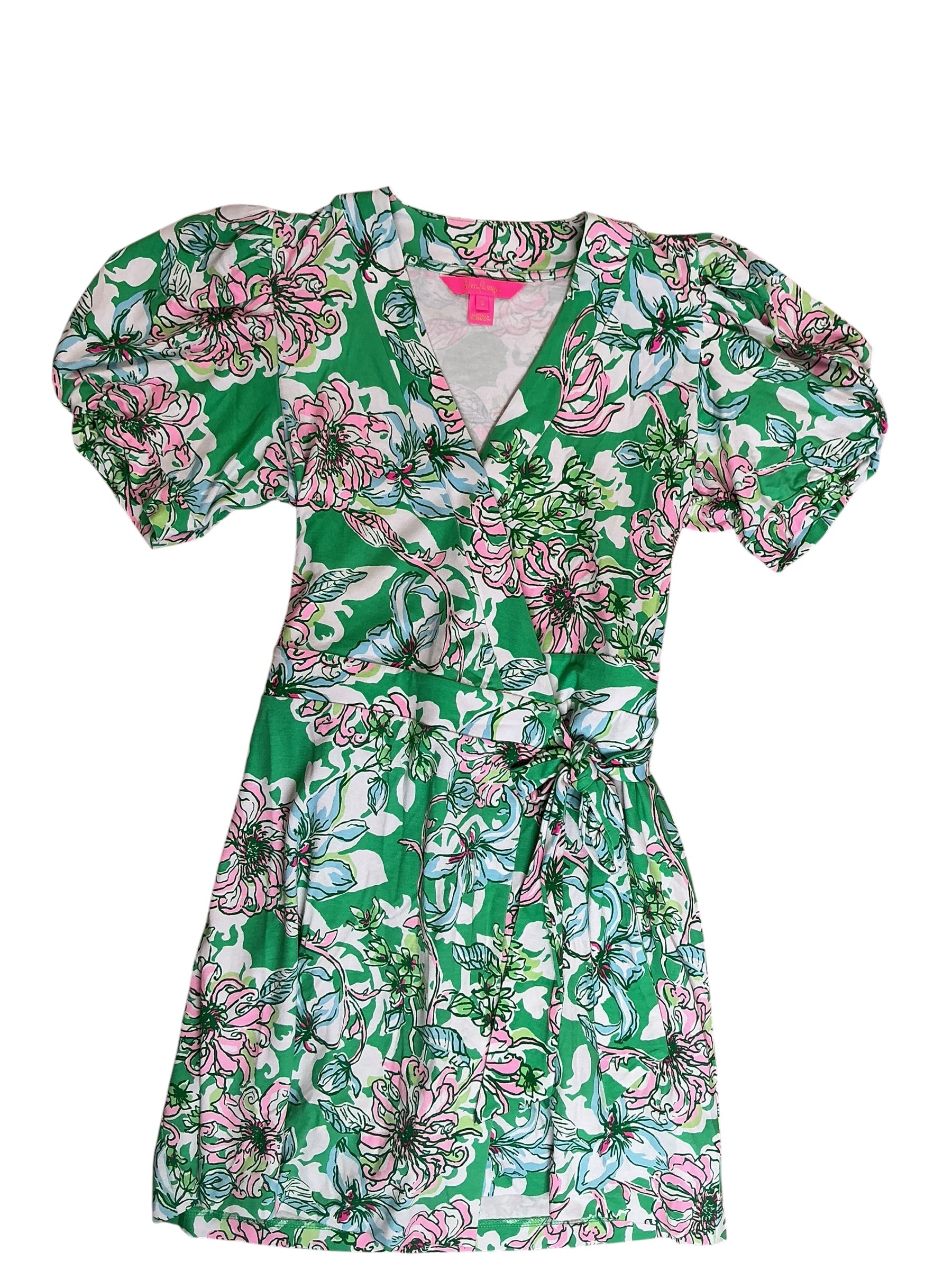 Lilly Pulitzer Sailynn Short-Sleeve Romper Spearmint Blossom Views - Size S