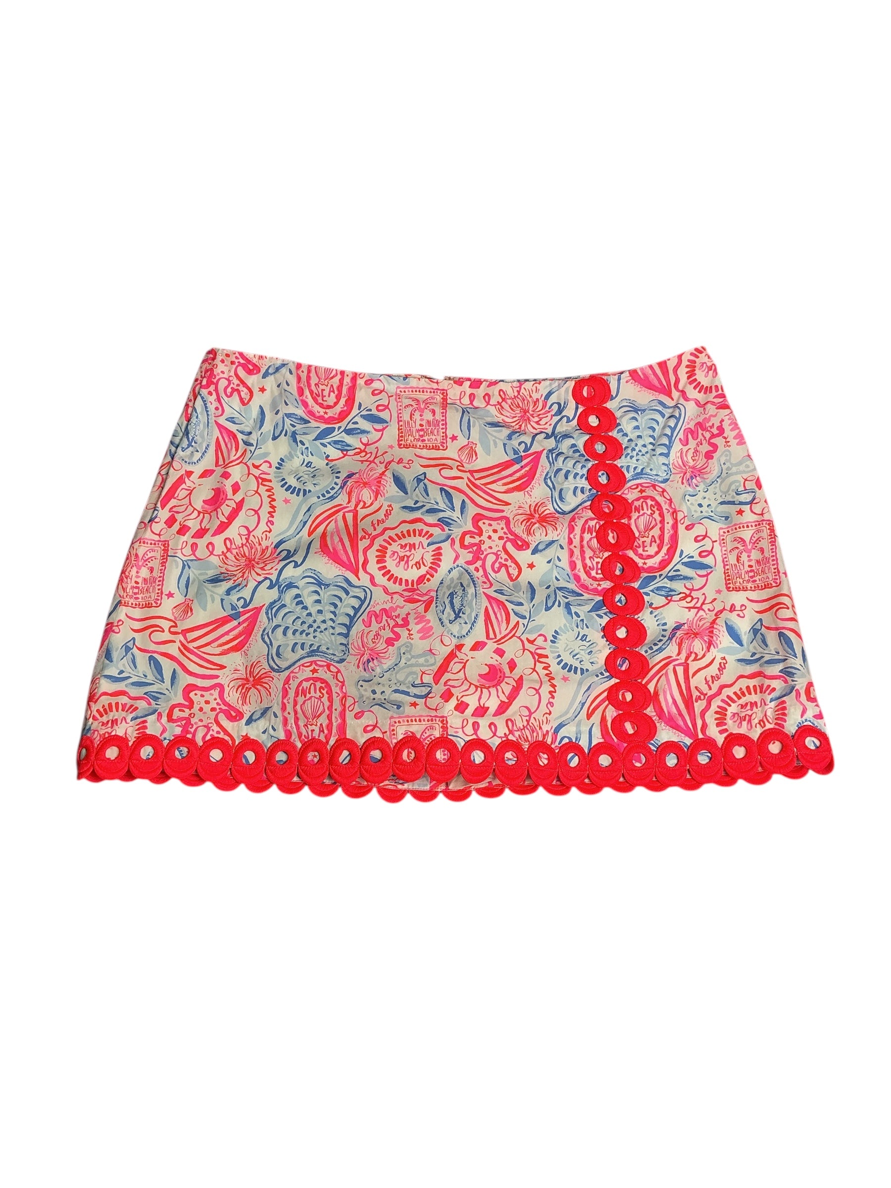 Lilly Pulitzer- Michelina Mini Skort Resort White Lil Sun Sea Sand Size 12