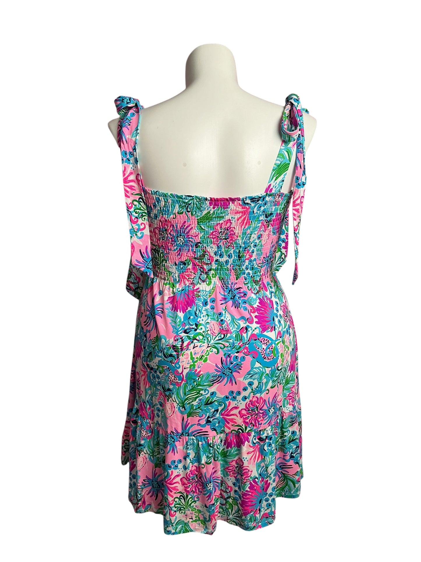 Lilly Pulitzer- Kailua Smocked Dress Mandevilla Baby Paradise Petals Size L