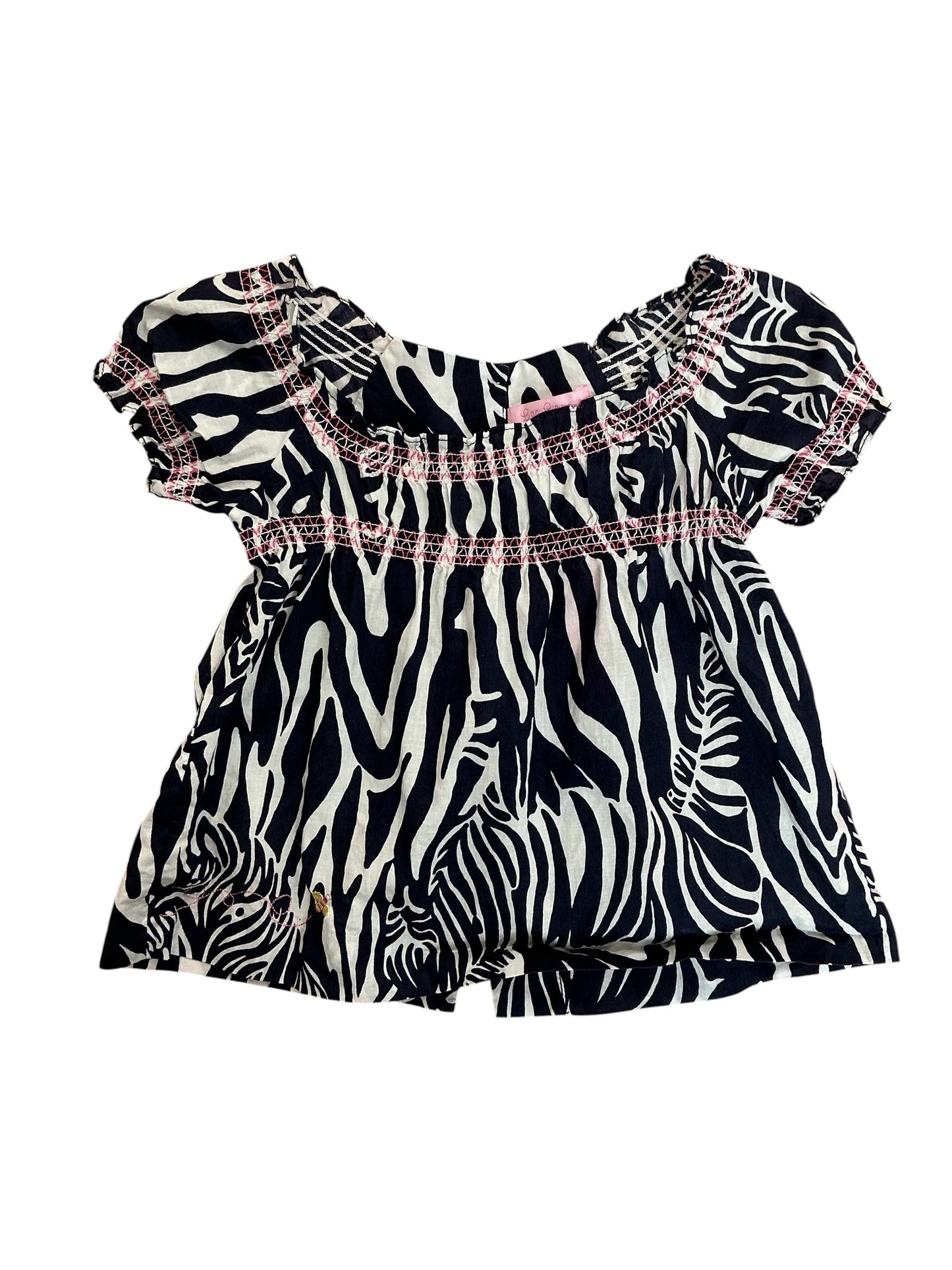 Lilly Pulitzer Kids Girls Smocked Top Onyx Black Can You Zee Me - Size 2
