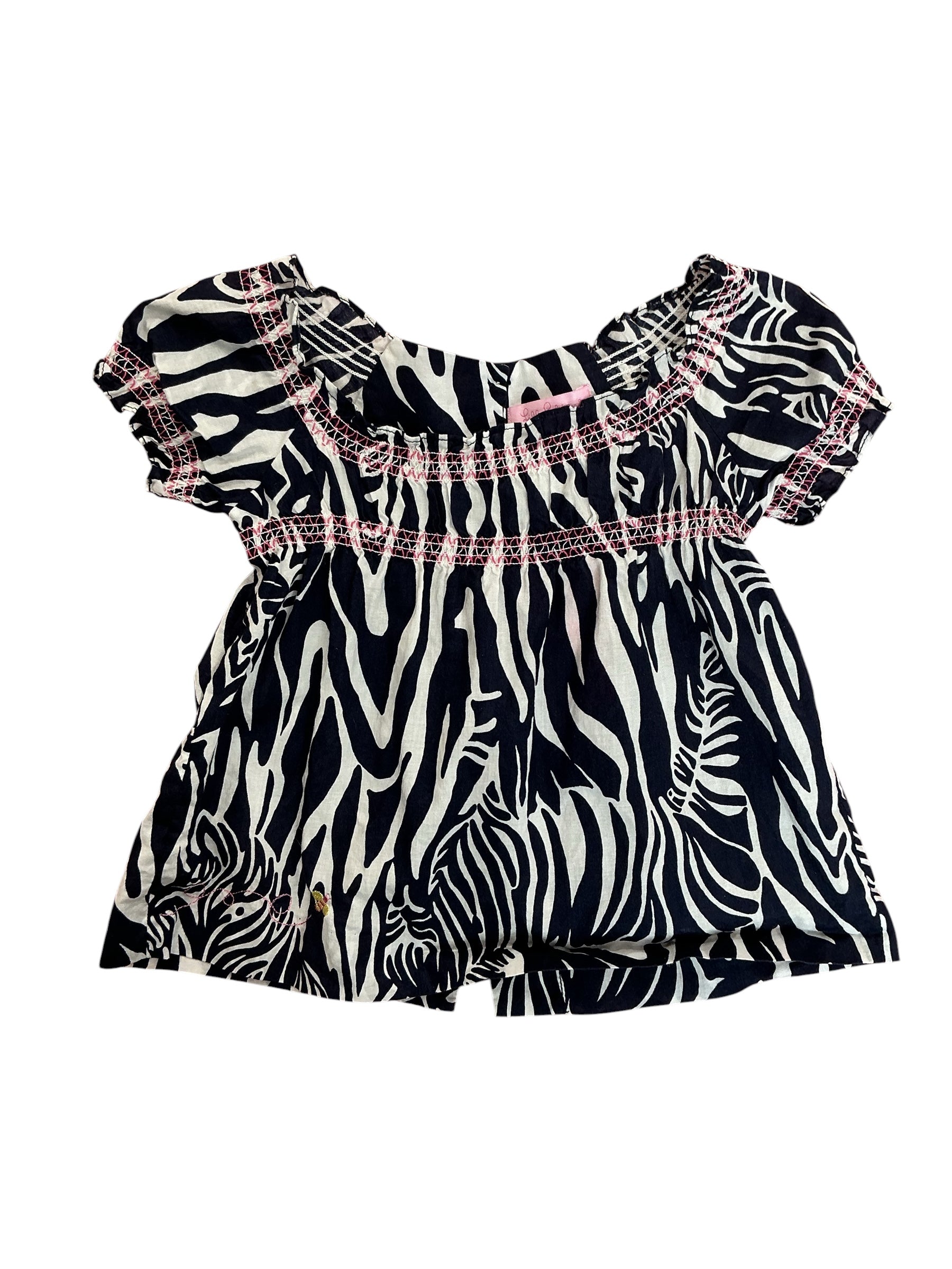 Lilly Pulitzer Kids Girls Smocked Top Onyx Black Can You Zee Me - Size 2