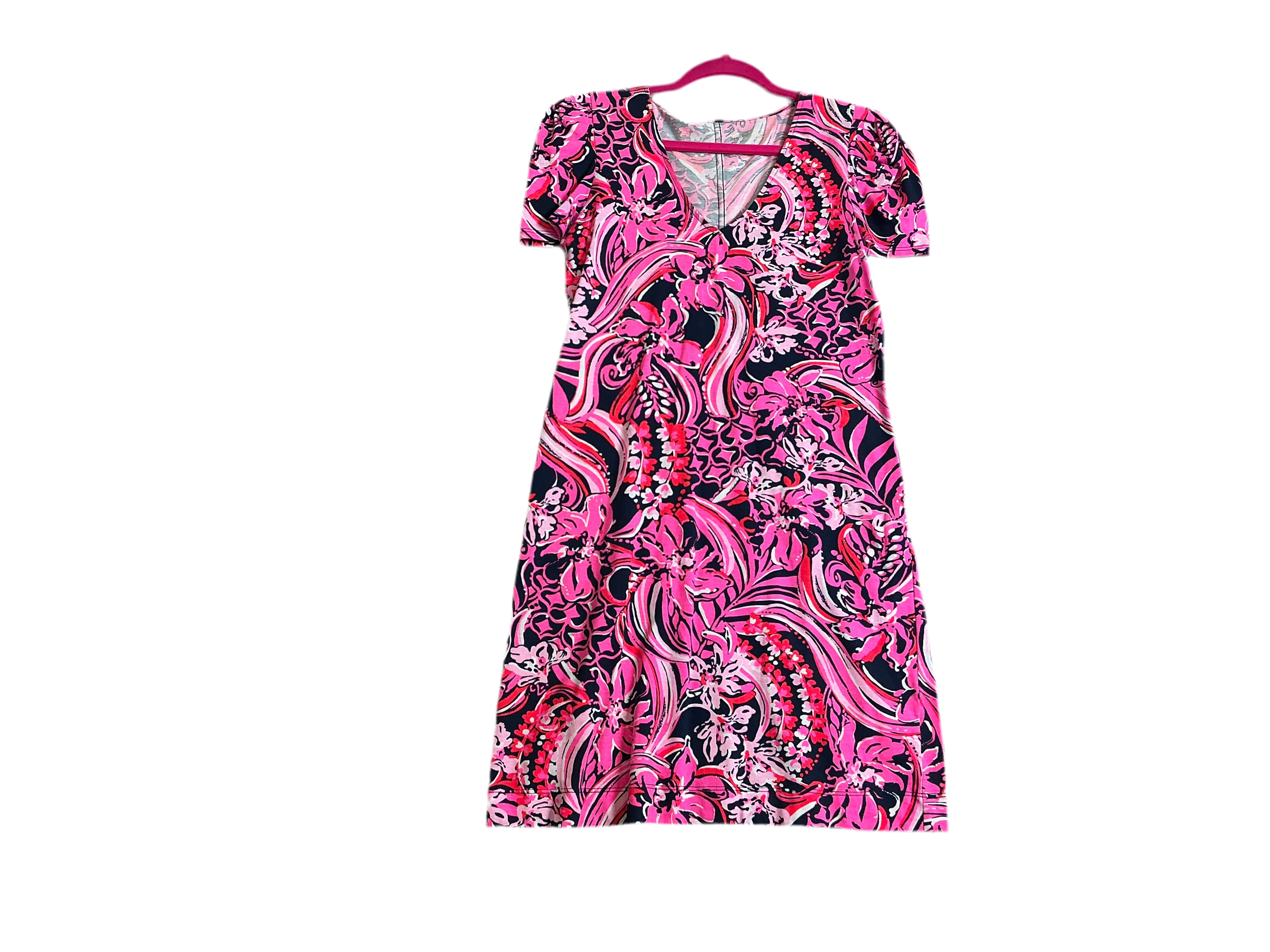 Lilly Pulitzer Aleece Short-Sleeve Dress - Low Tide Navy Flirty Fins and Feathers - Size XS