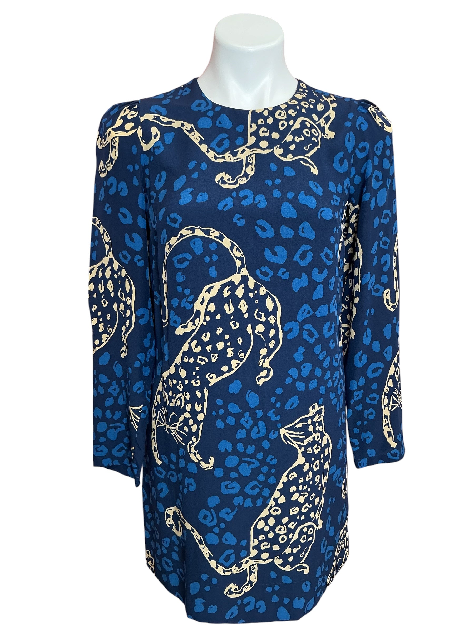 Lilly Pulitzer NWT Tyra Long Sleeve Silk Dress Low Tide Navy Oversized Easy To Spot - Size 00