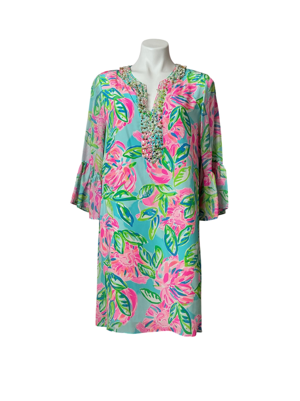 Lilly Pulitzer Elenora Silk Dress Multi Totally Blossom - Size M