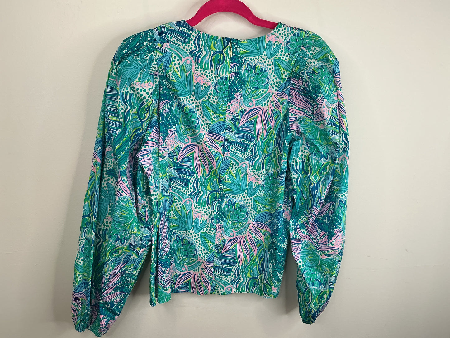 Lilly Pulitzer NWT Lynnley Long Sleeve Top Botanical Green Holiday In The Sun - Size S