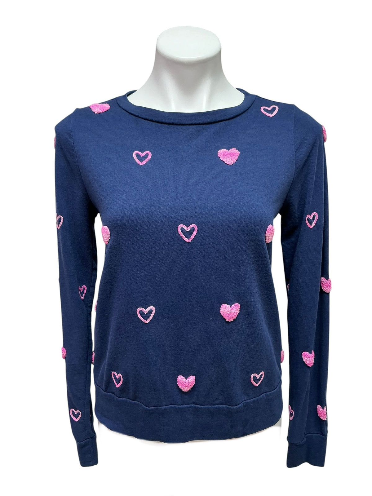 Lilly Pulitzer Rami Sweatshirt Top High Tide Navy Wild Heart - Size XS