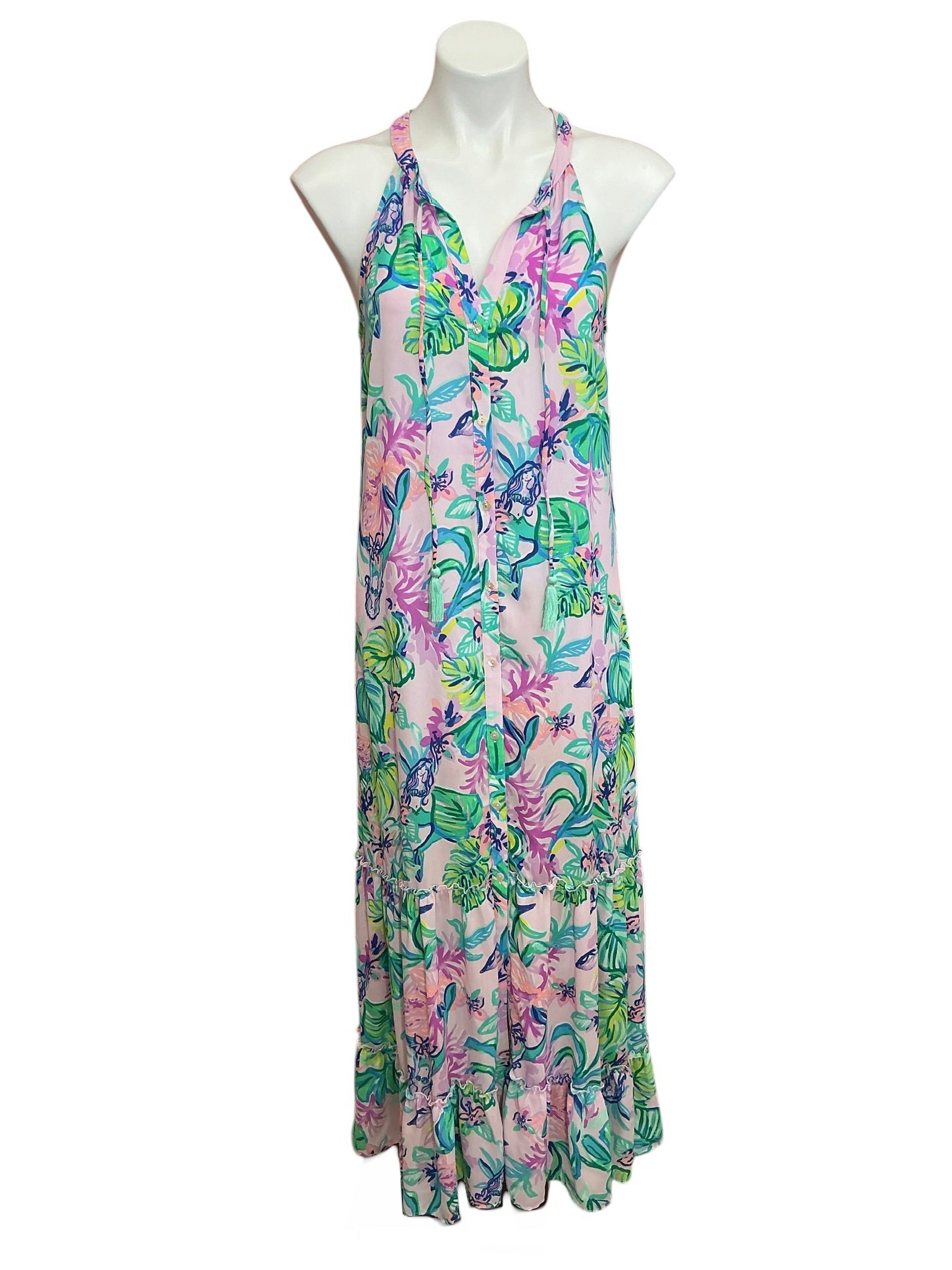 Lilly Pulitzer Luliana Maxi Dress Amethyst Tint Mermaid In The Shade - Size S