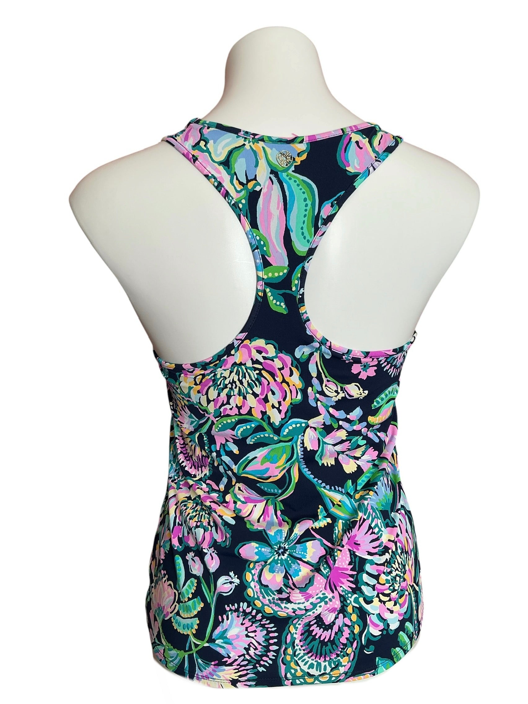 Lilly Pulitzer Luxletic Mina Bra Tank Top High Tide Navy She’s Got Sol - Size M