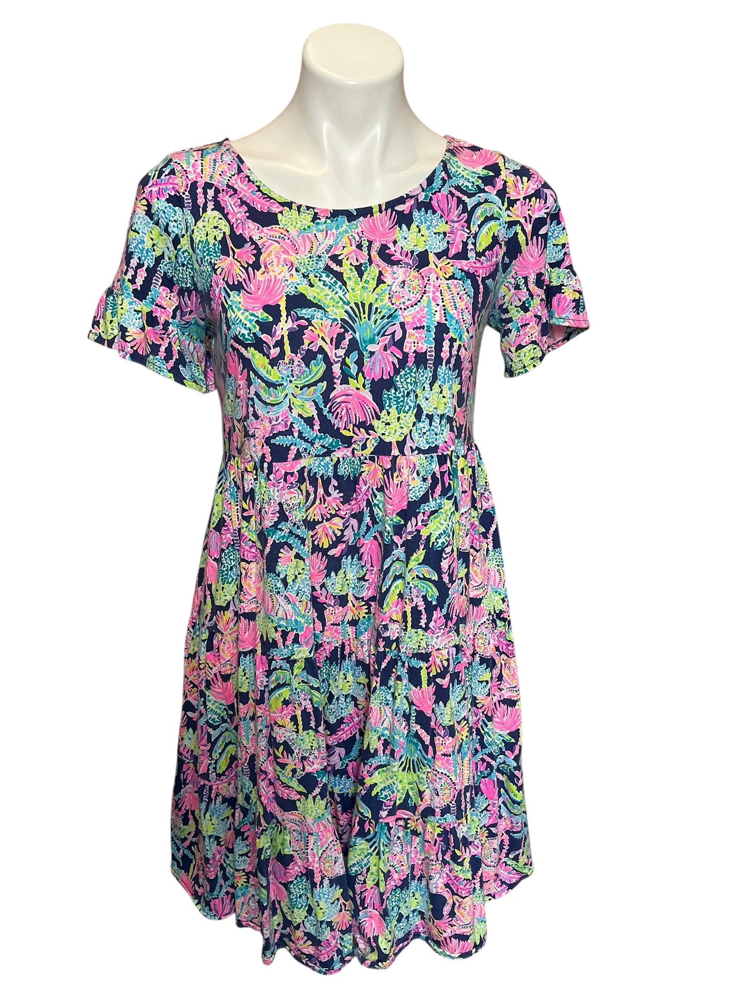 Lilly Pulitzer Jodee Short Sleeve Swing Dress Oyster Bay Navy - Seen and Herd - Size S