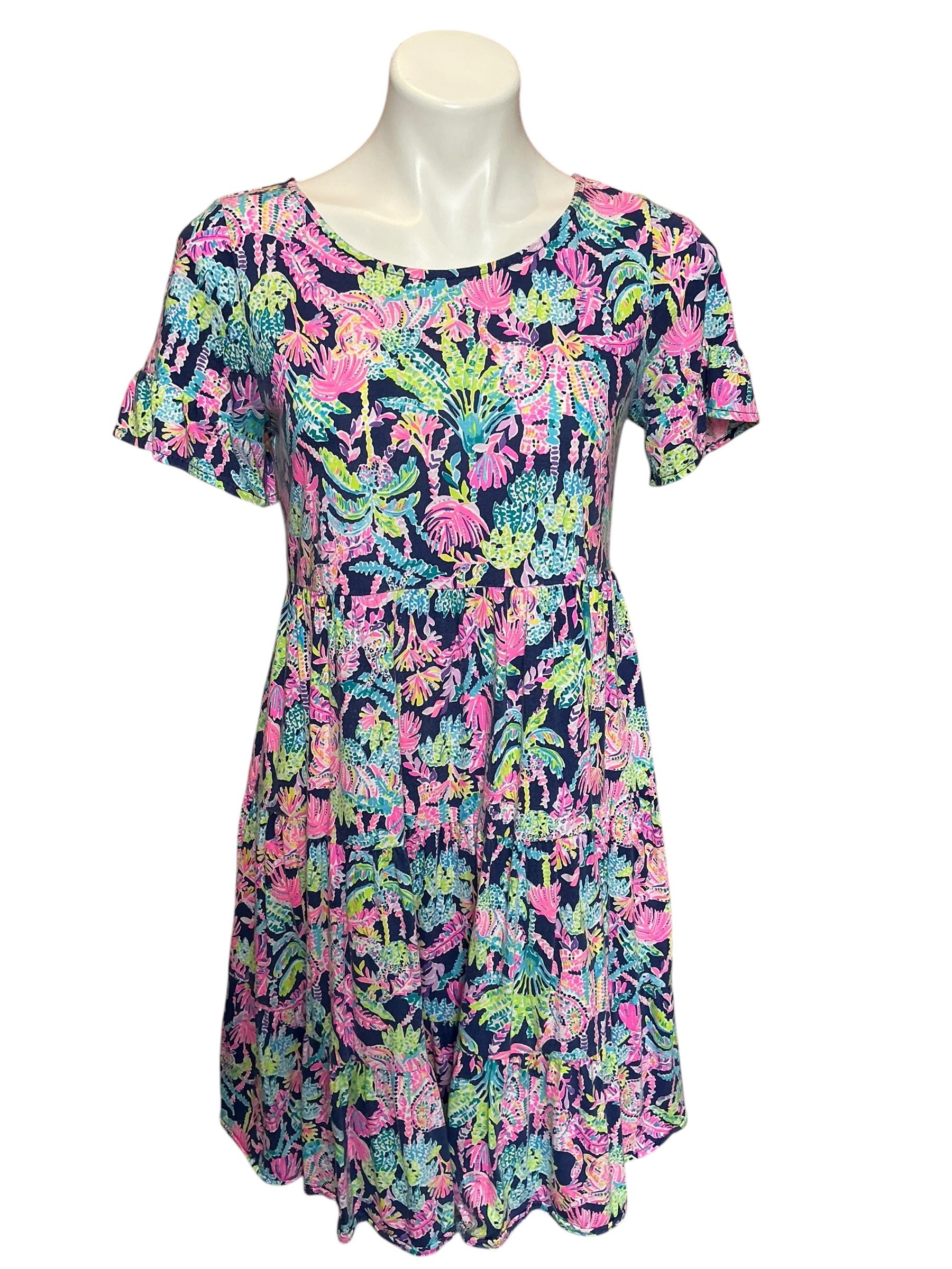 Lilly Pulitzer Jodee Short Sleeve Swing Dress Oyster Bay Navy - Seen and Herd - Size S