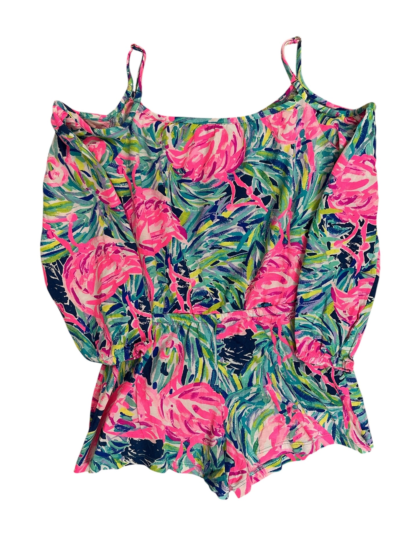 Lilly Pulitzer Kids Girls Candice Romper Flamenco Beach - Size M 6-7