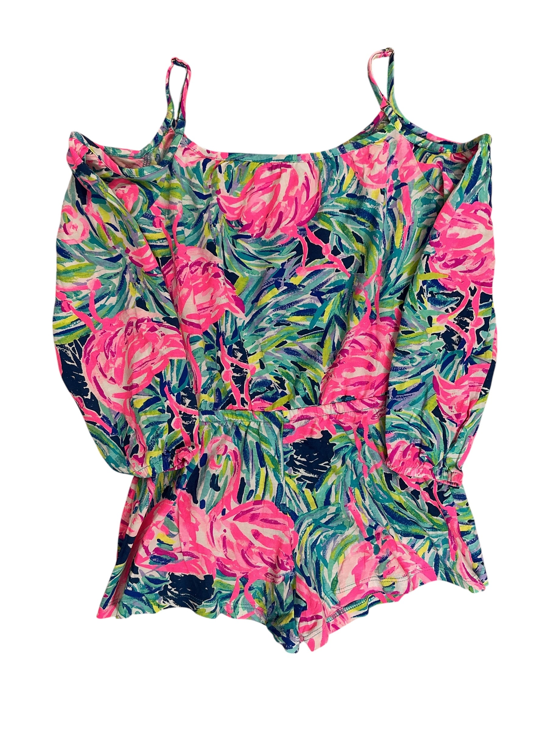 Lilly Pulitzer Kids Girls Candice Romper Flamenco Beach - Size M 6-7
