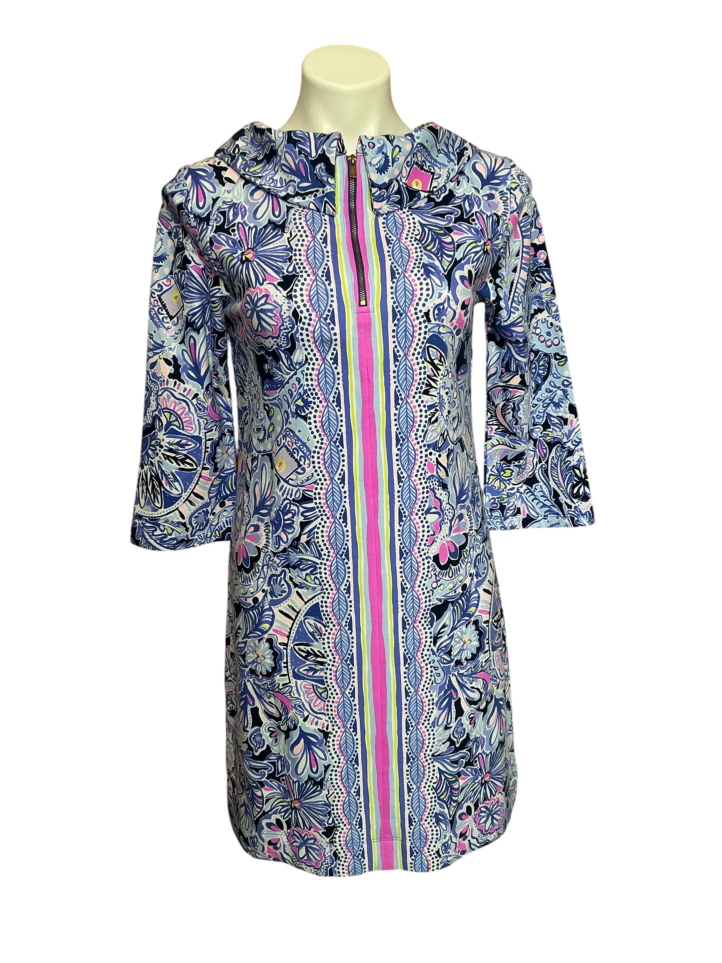 Lilly Pulitzer NWT Saralyn Dress Iris Blue Namastay In The Jungle Engineered Knit - Size S