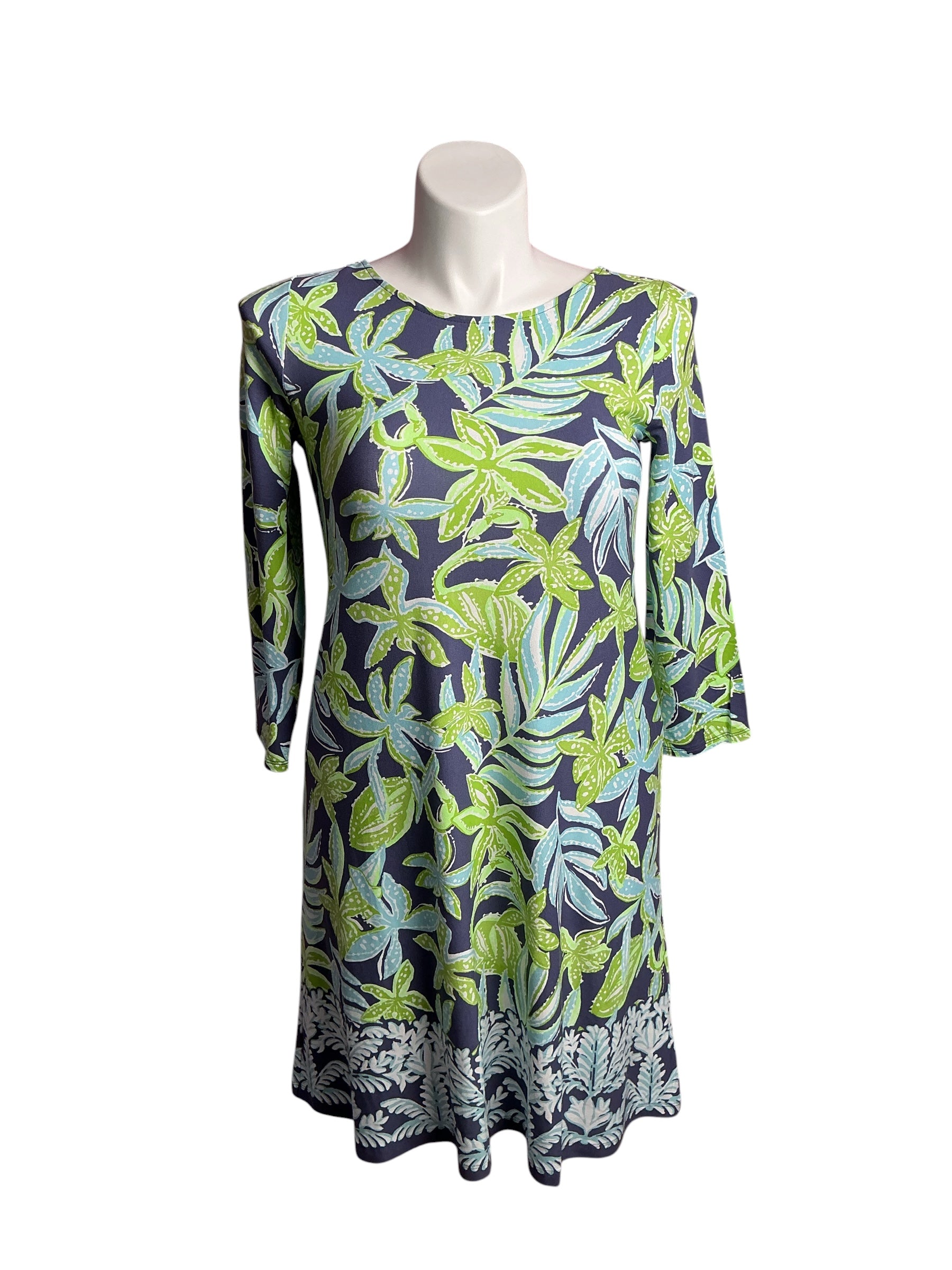 Lilly Pulitzer- NWT Ophelia 3/4 Sleeve Dress Sapphire Pool Tropical Tango Size M