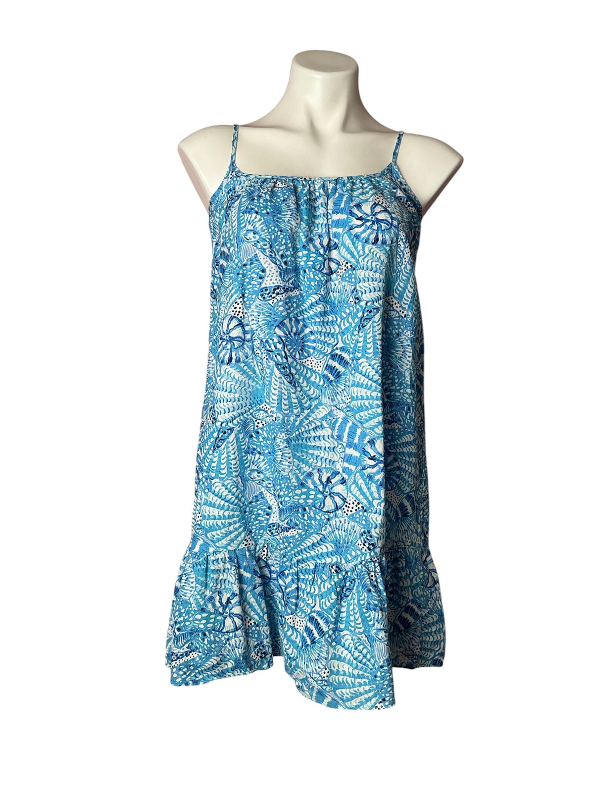 Lilly Pulitzer Jaydan Linen Dress Amalfi Blue By The Seashore - Size XXS