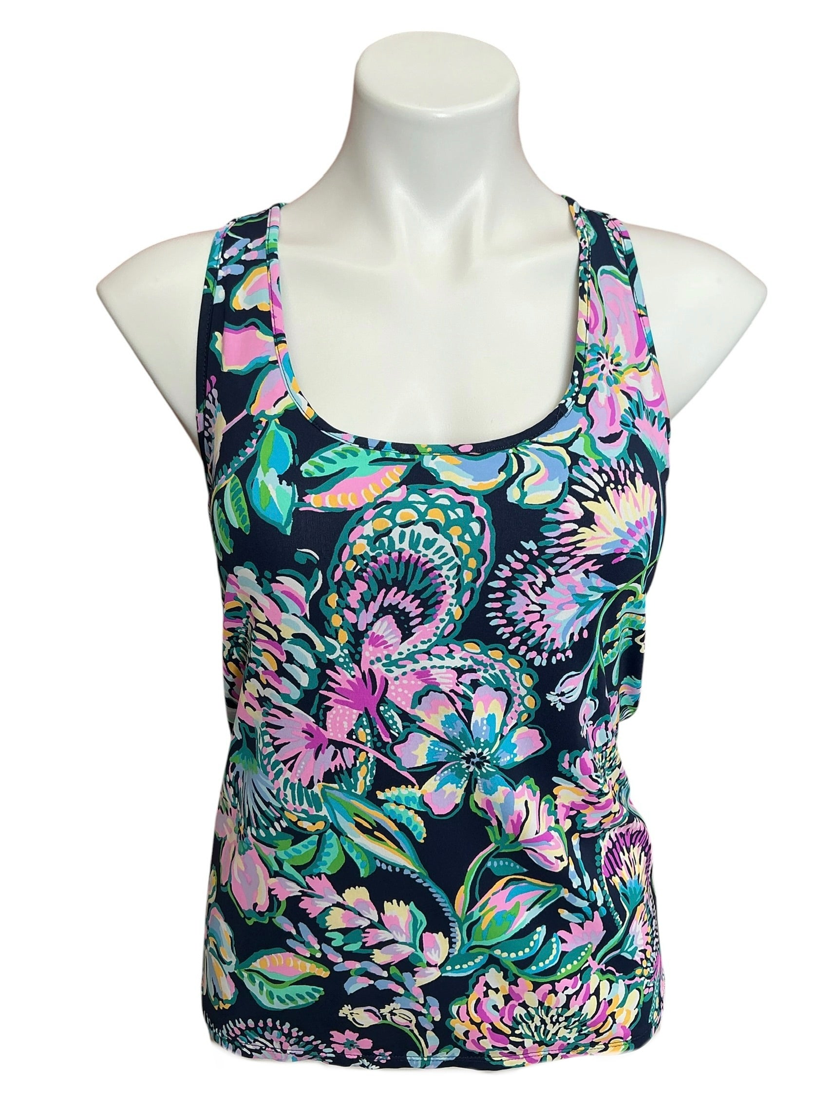 Lilly Pulitzer Luxletic Mina Bra Tank Top High Tide Navy She’s Got Sol - Size M