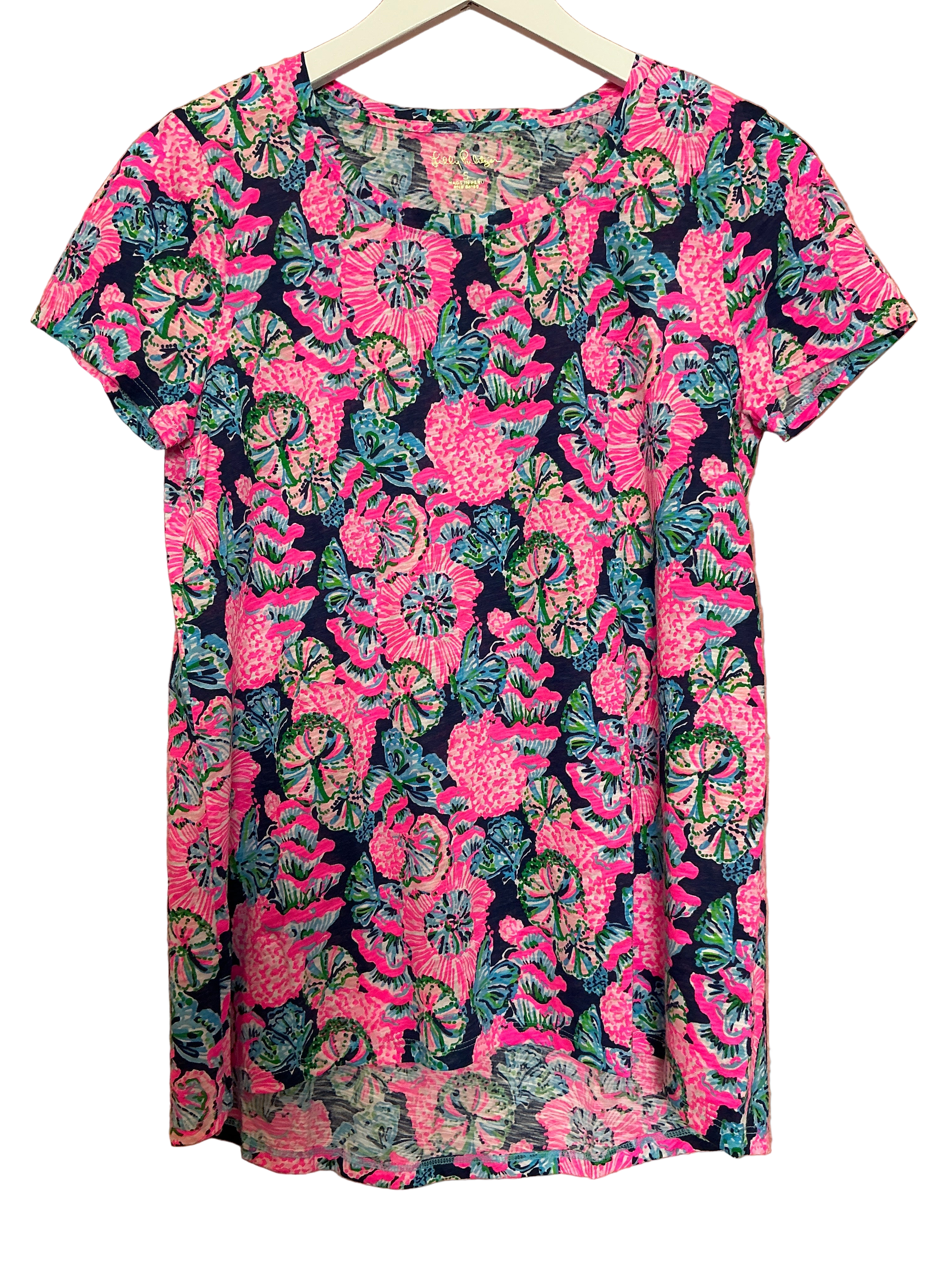 Lilly Pulitzer Etta Scoop Neck Top NWT - Oyster Bay Navy - Shroom With A View - Size Small