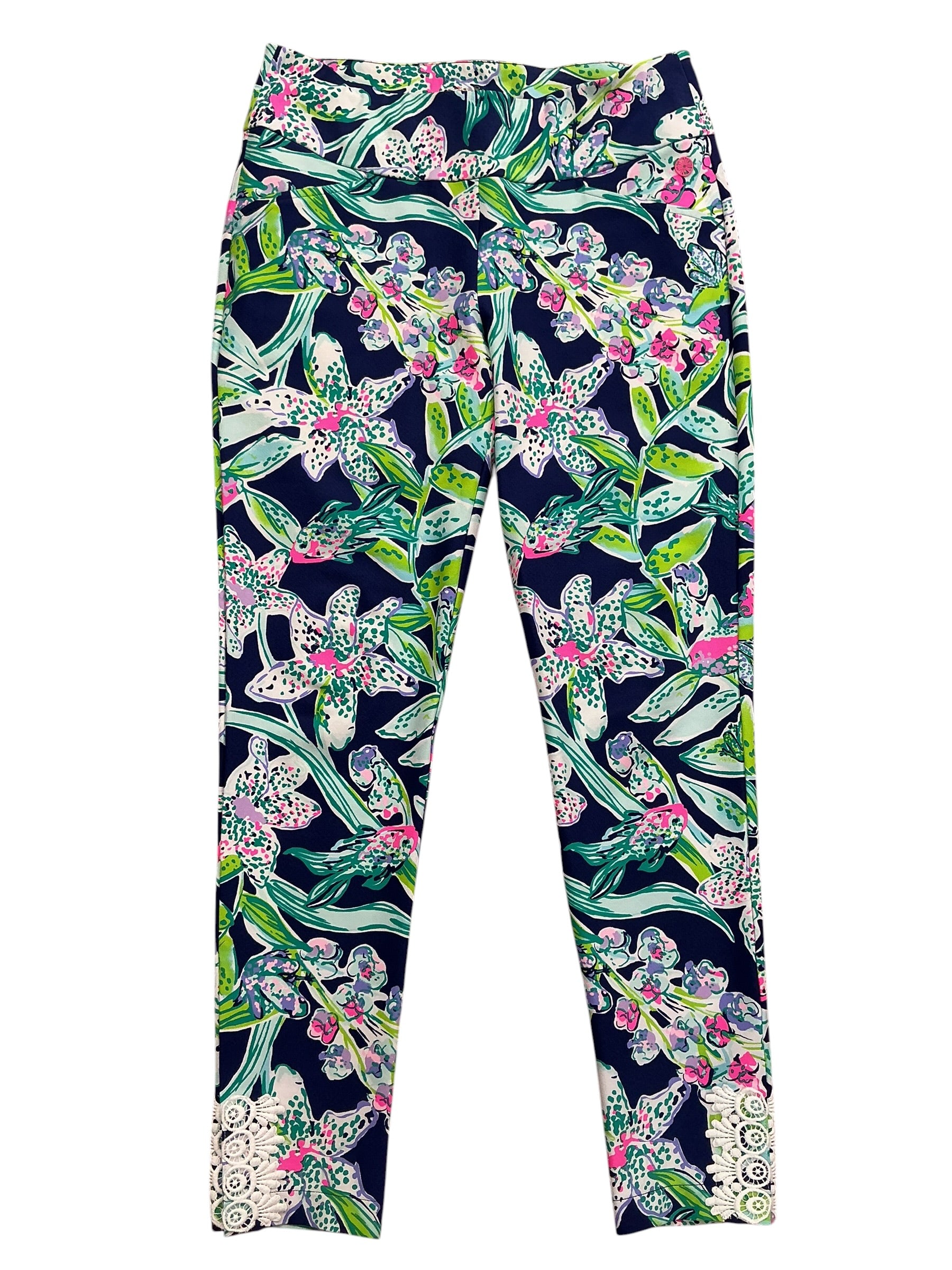 Lilly Pulitzer UPF 50+ Luxletic Corso Pants Aegean Navy Best Fishes - Size 6