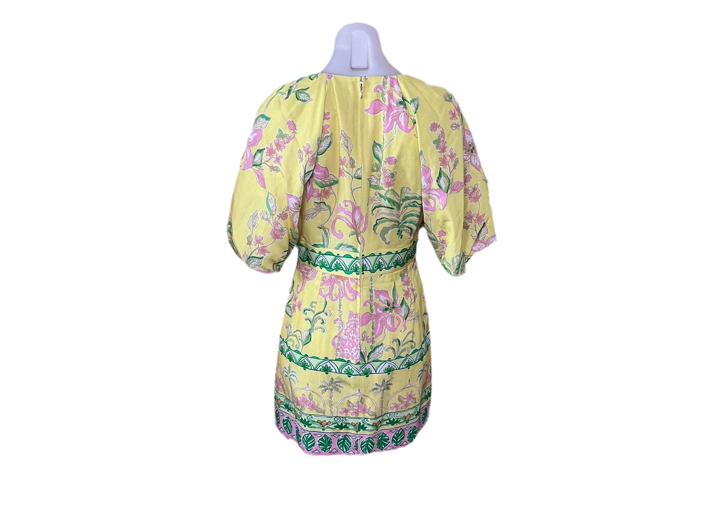 Lilly Pulitzer NWT - Soumya Short-Sleeve Romper - Finch Yellow Tropical Oasis Engineered Romper - Size 2