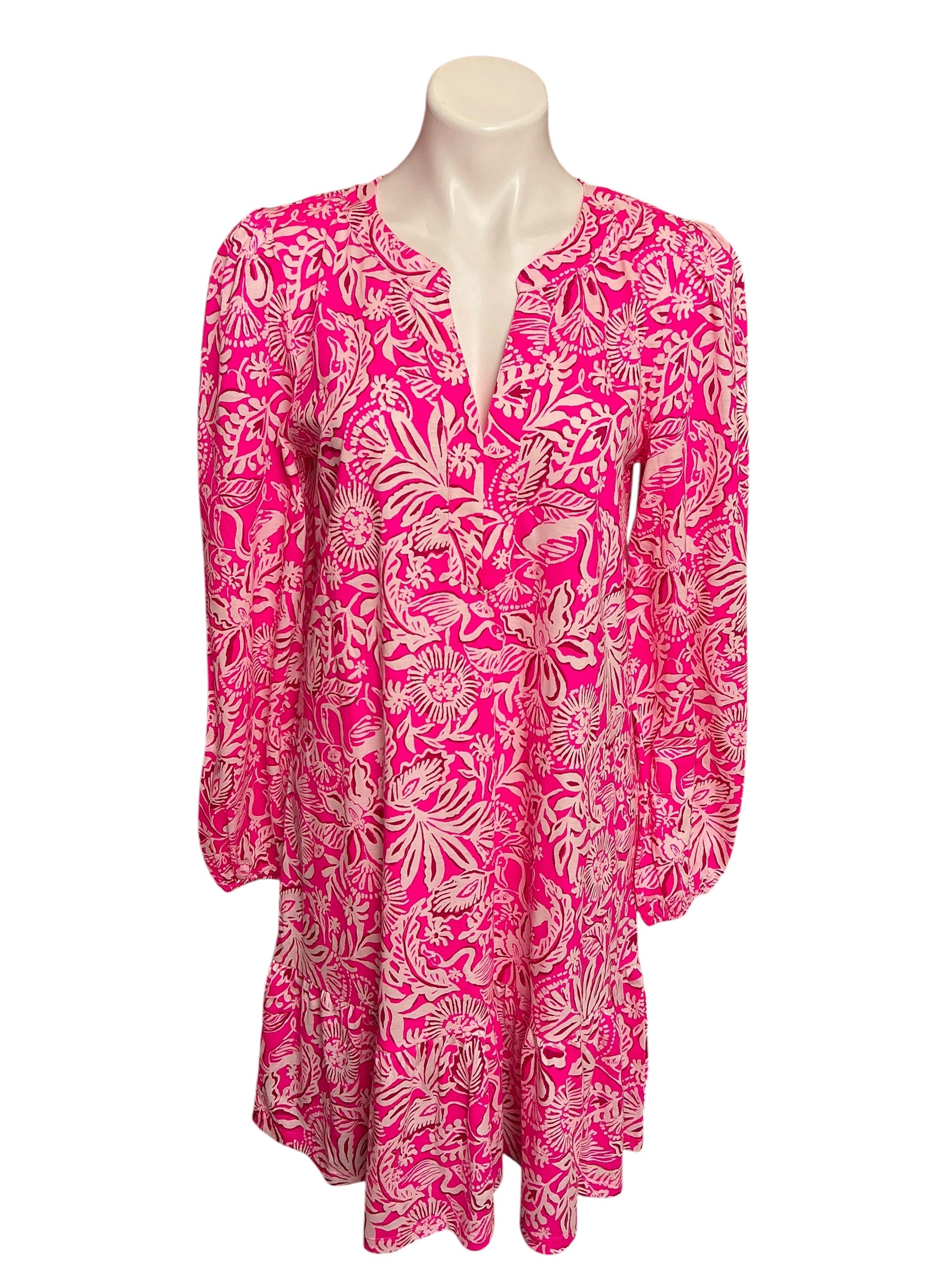 Lilly Pulitzer NWT Alyssa Long Sleeve Dress Passion Fruit Pink Absolutely Flamazing - Size L