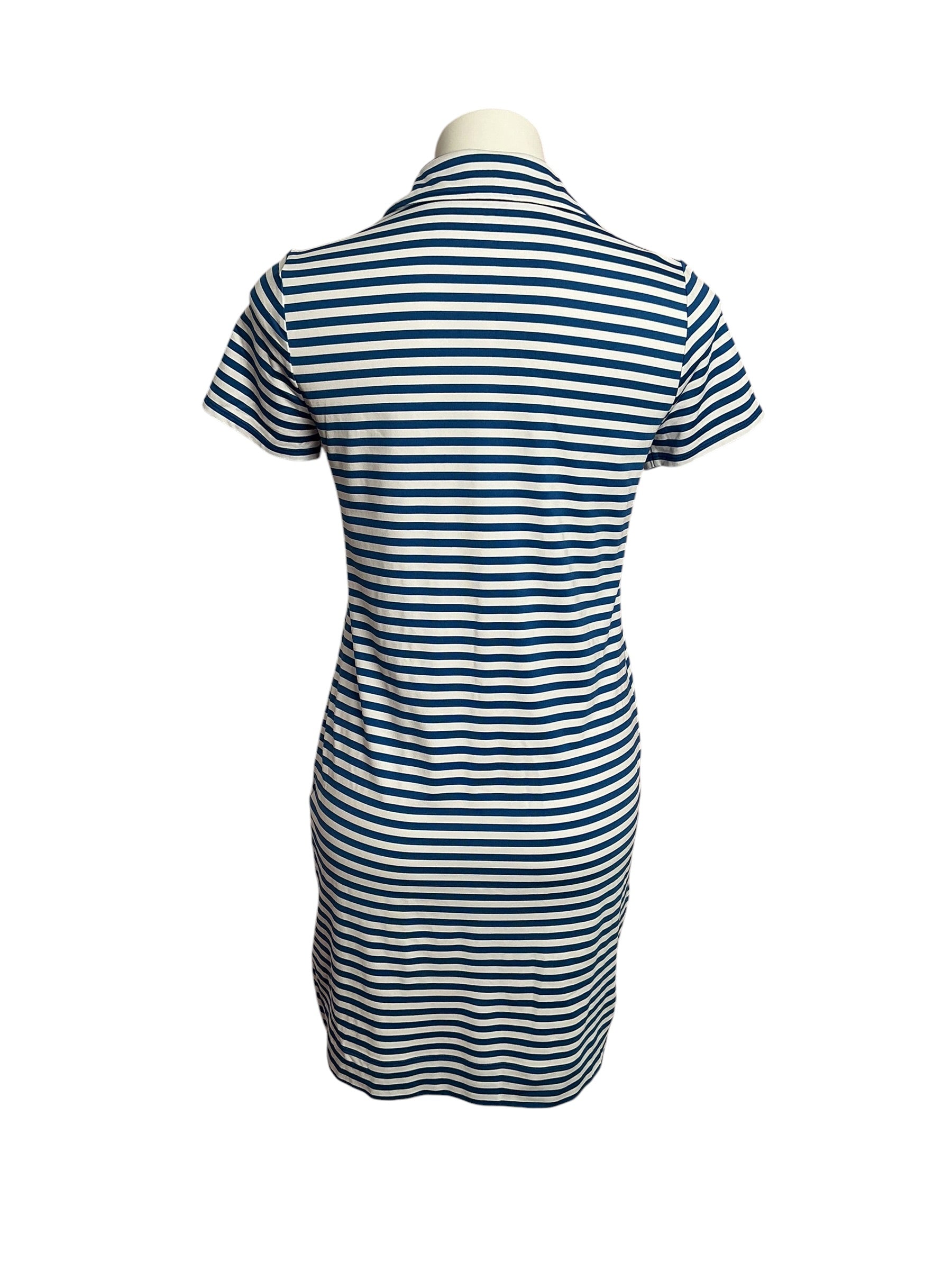 Lilly Pulitzer Dune UPF 50+ Short Sleeve Dress Barton Blue St. Tropez Stripe - Size L