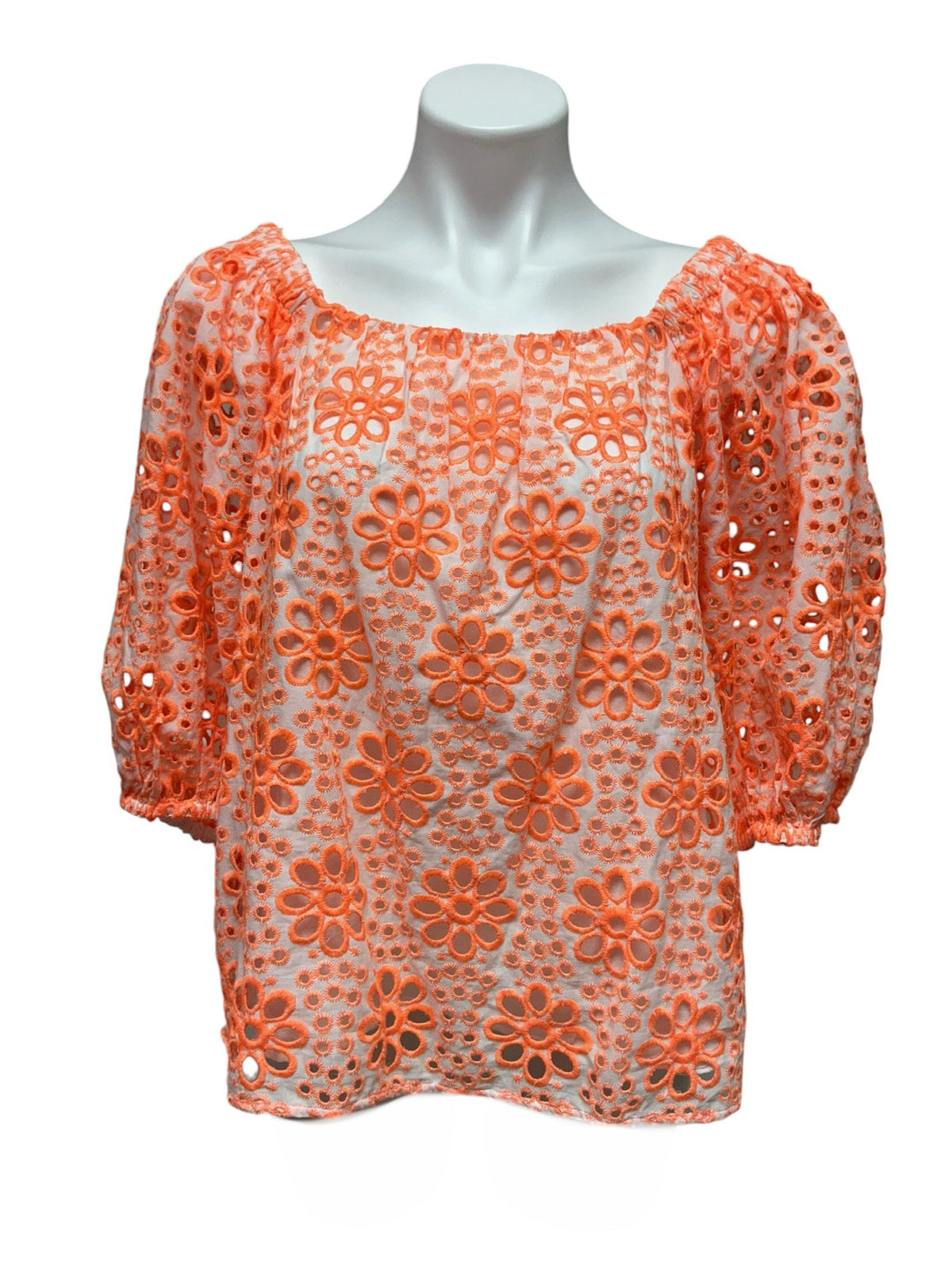 Lilly Pulitzer Kerrigan Top Cantaloupe Funflower Eyelet - Size M