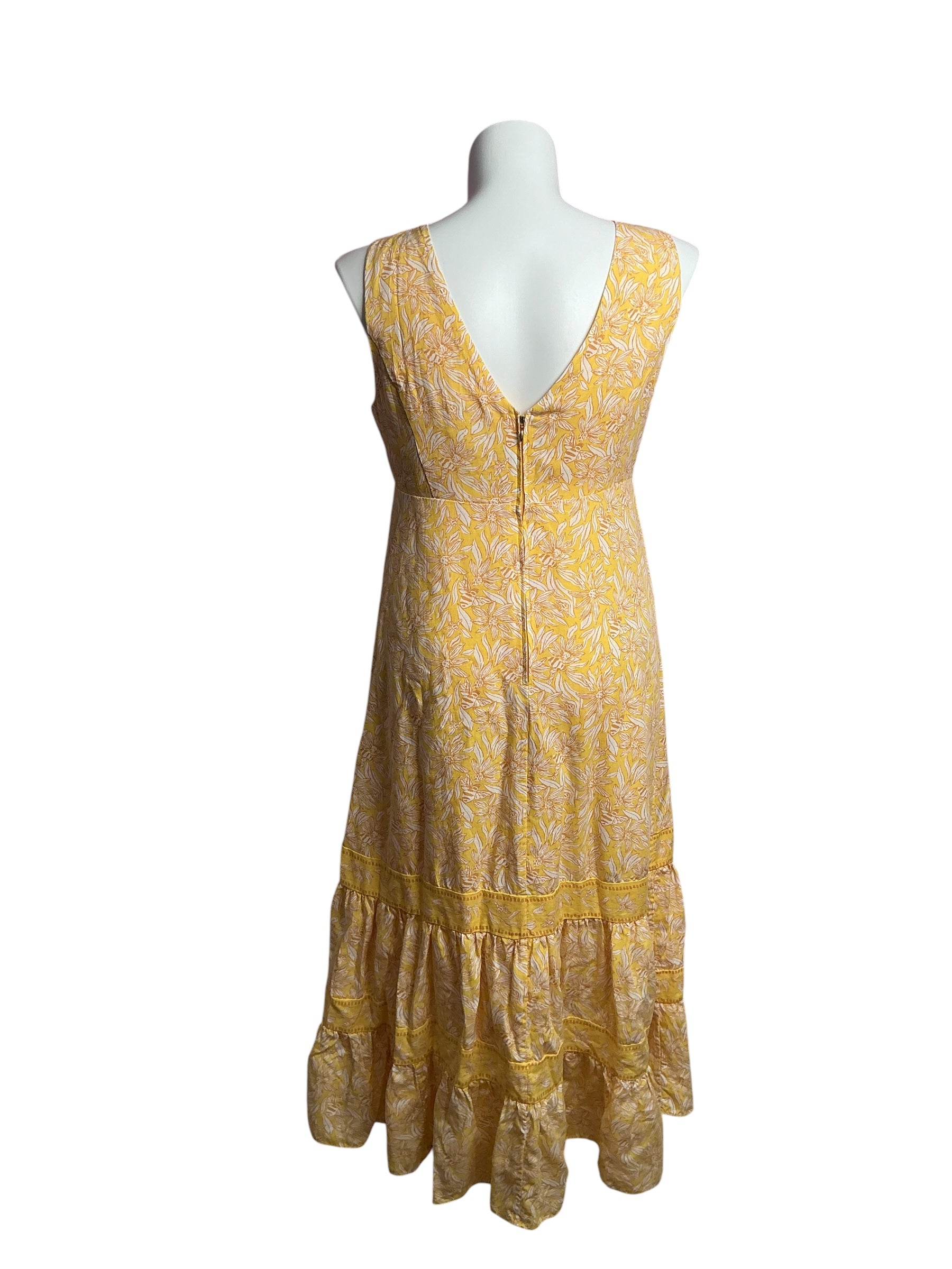 Lilly Pulitzer- Avlyn Maxi Dress  Finch Yellow Honeycomb Hideaway Size 12
