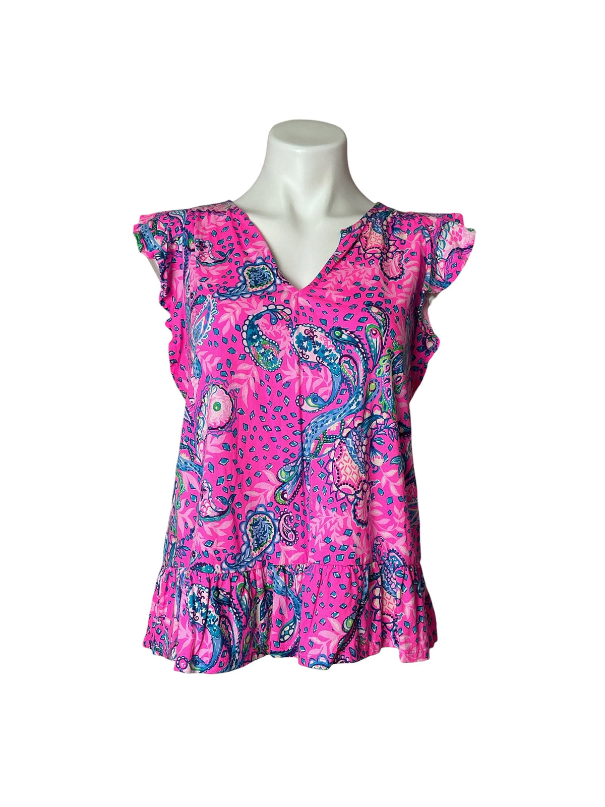 Lilly Pulitzer Lacie Top Plumeria Pink Strut Your Stuff - Size S