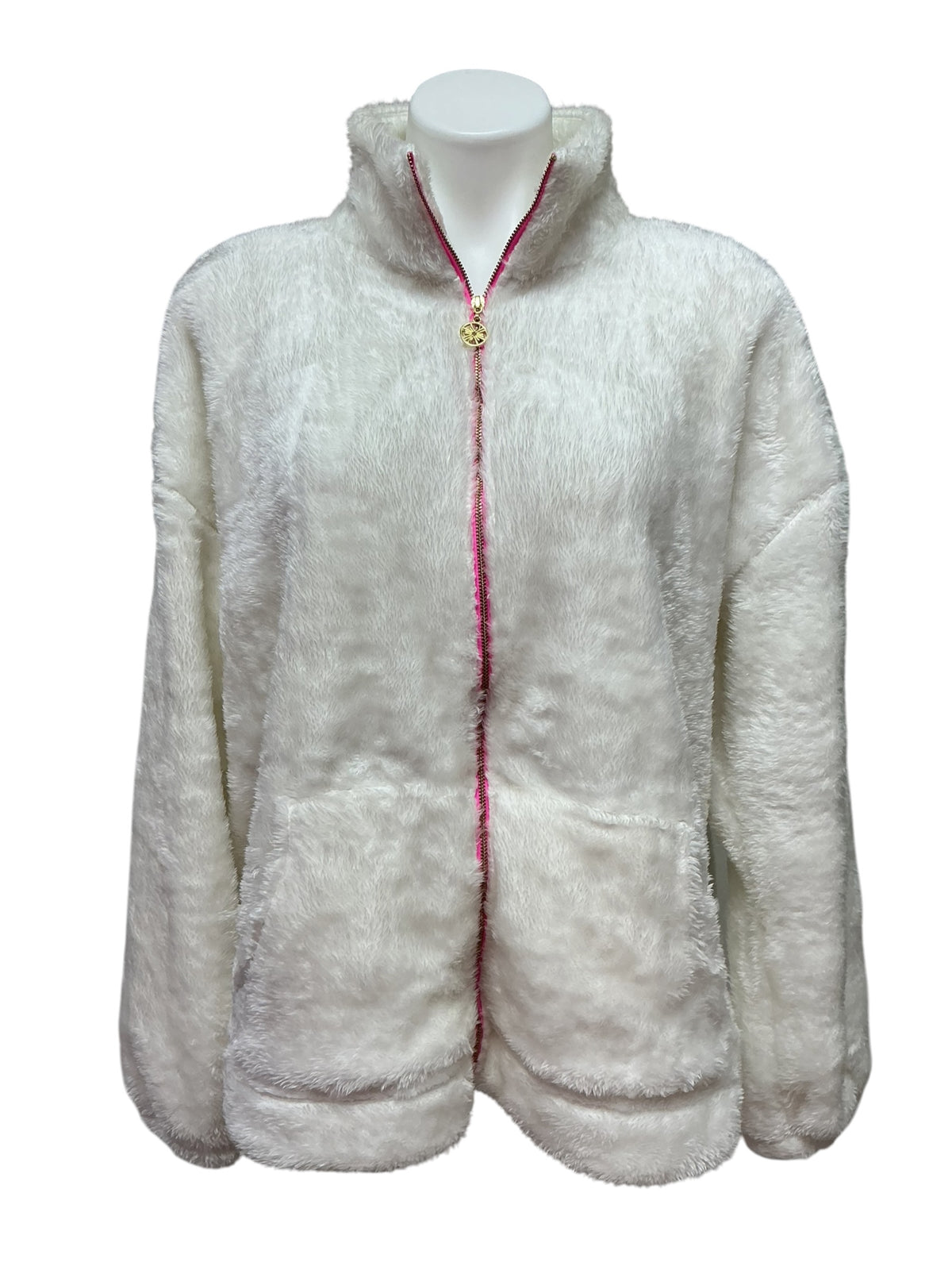 Lilly Pulitzer Barkley Sherpa Zip-Up Jacket Coconut - Size L