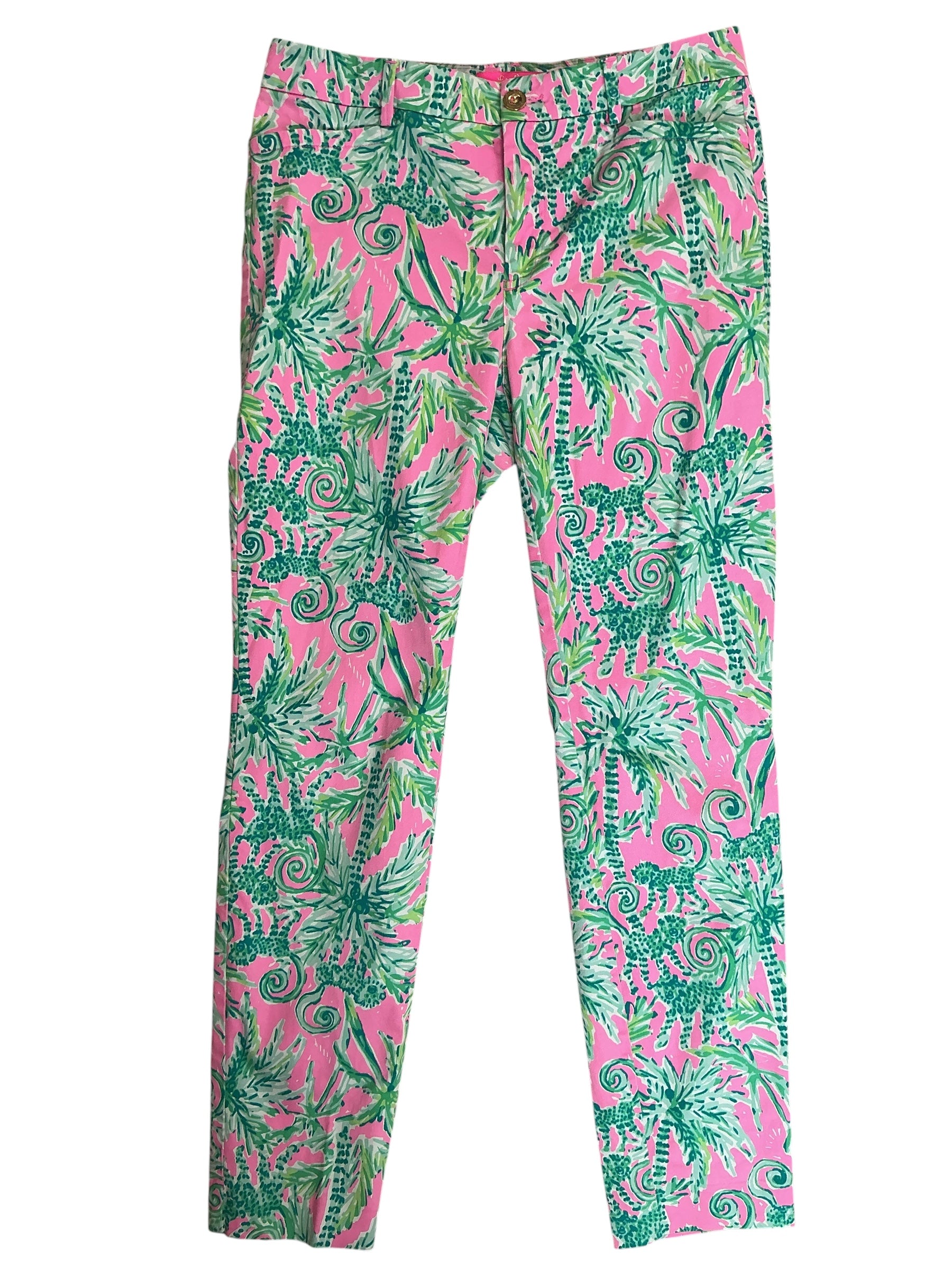 Lilly Pulitzer Kelly Skinny Ankle Pants Rousseau Pink Mane Character Energy - Size 4