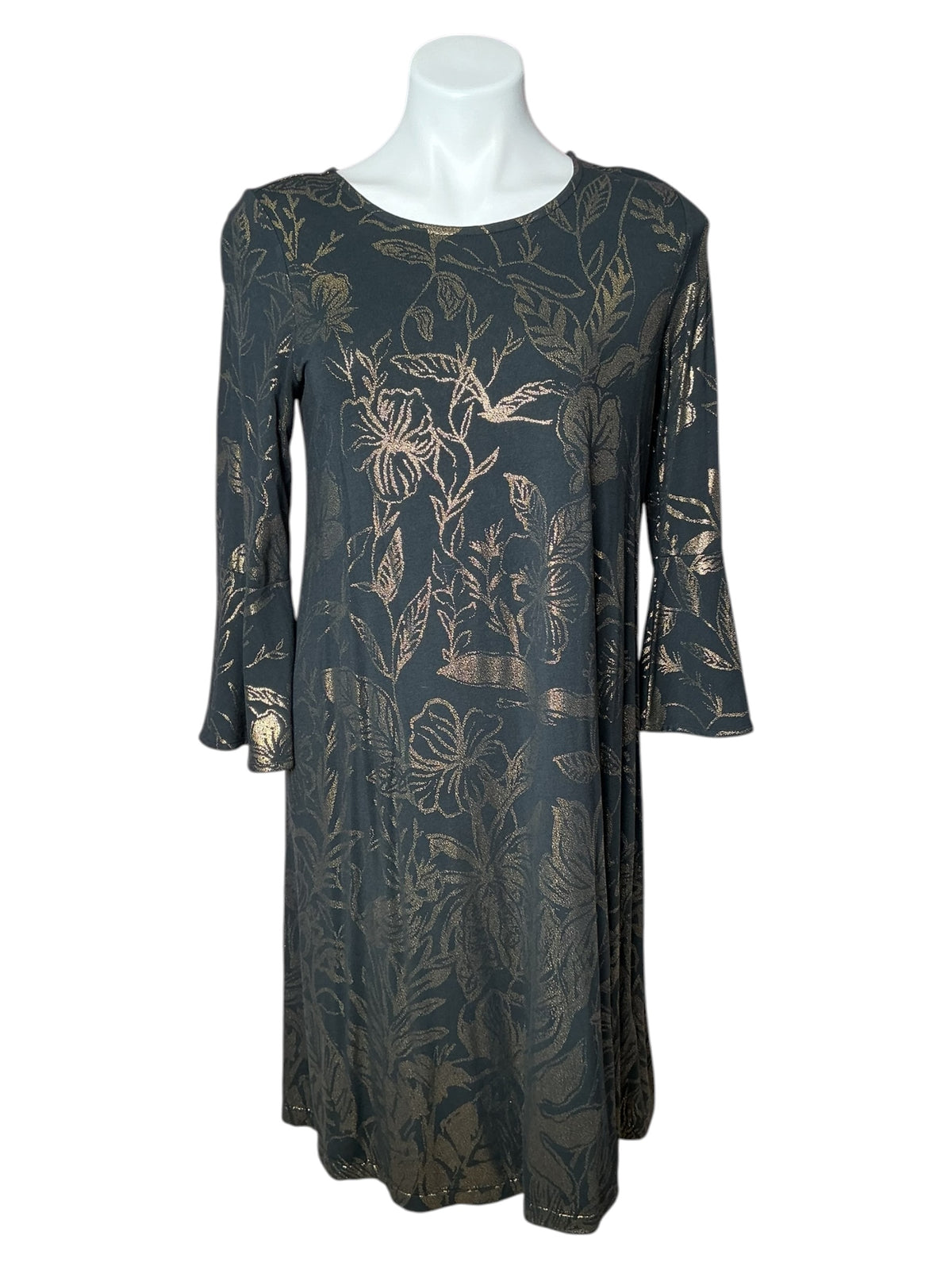 Lilly Pulitzer Ophelia Swing Dress Kiskadee Villa Engineered Gold Metallic Foil - Size S
