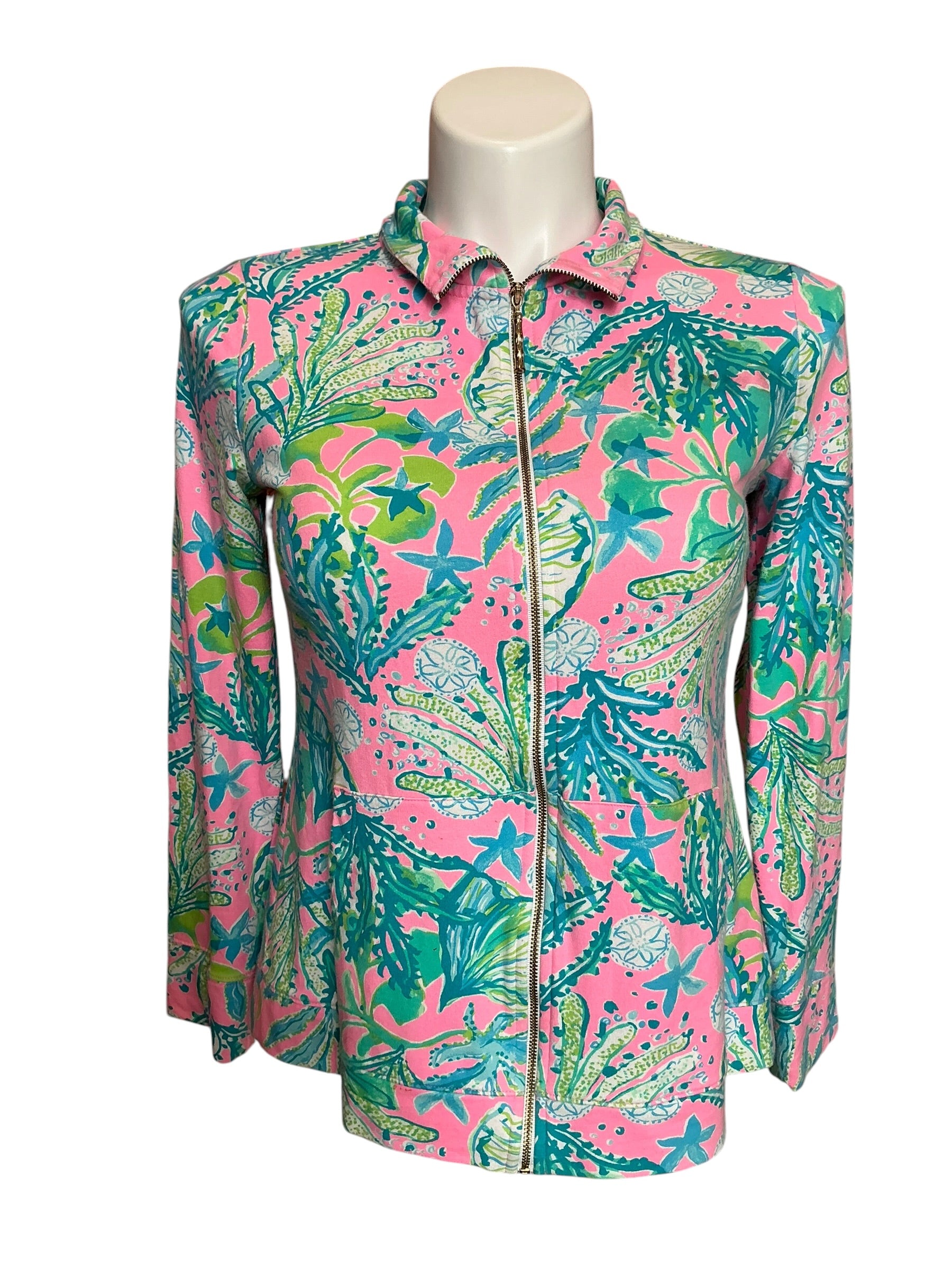 Lilly Pulitzer Betsey Zip-Up Jacket Mandevilla Baby Hip Nautic - Size M