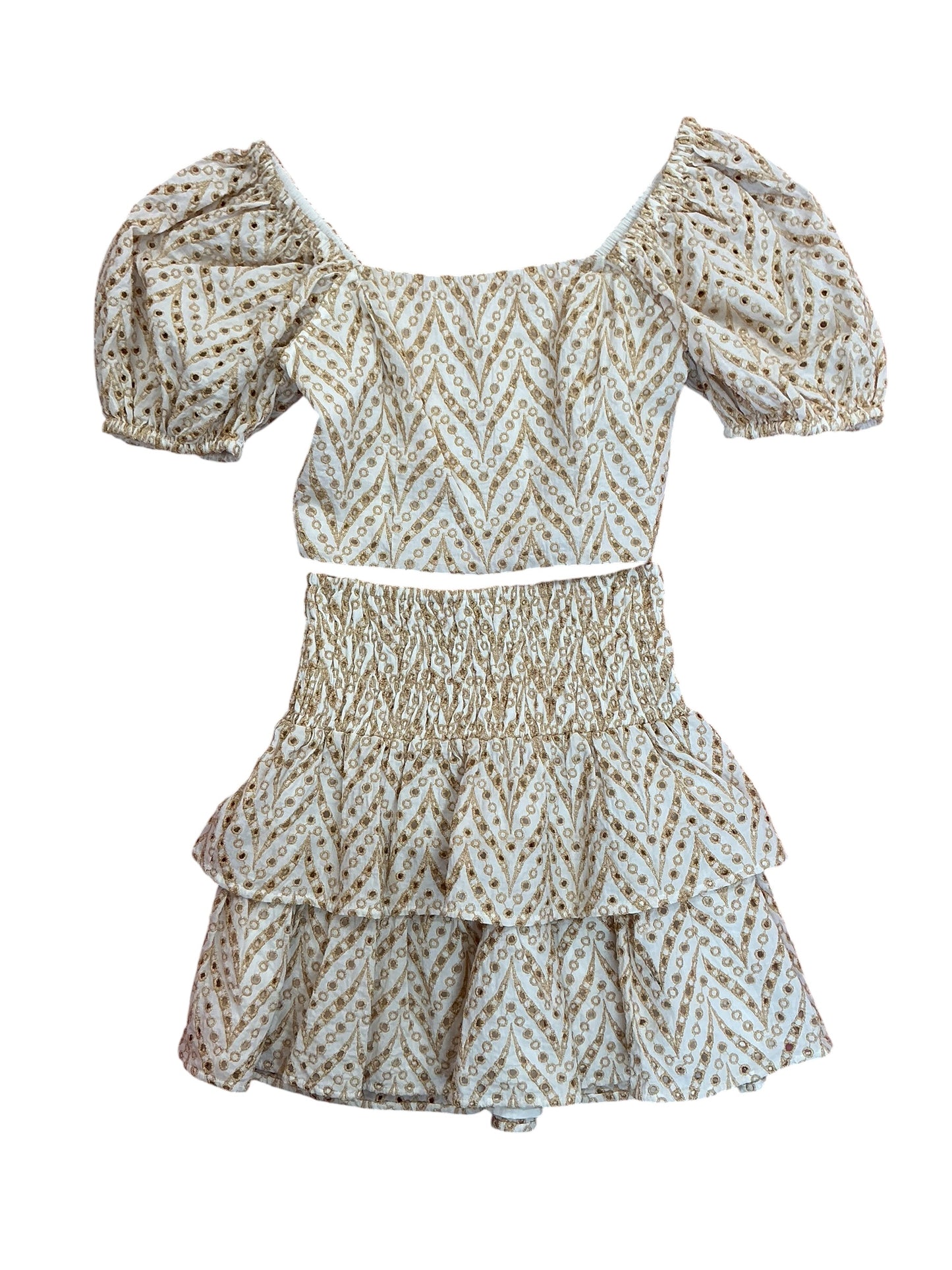 Lilly Pulitzer NWT Yara Eyelet 2PC Set Sand Bar Mermaid Tail Metallic - Size 00