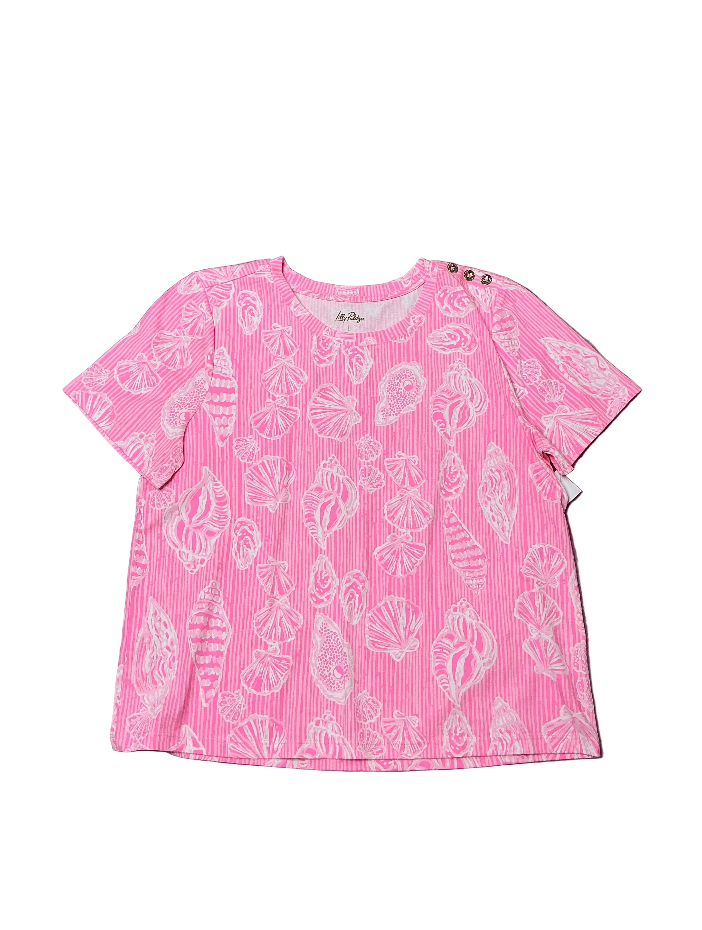 Lilly Pulitzer Barreto Knit Top - Rousseau Pink Cool As Shell - Size L ...