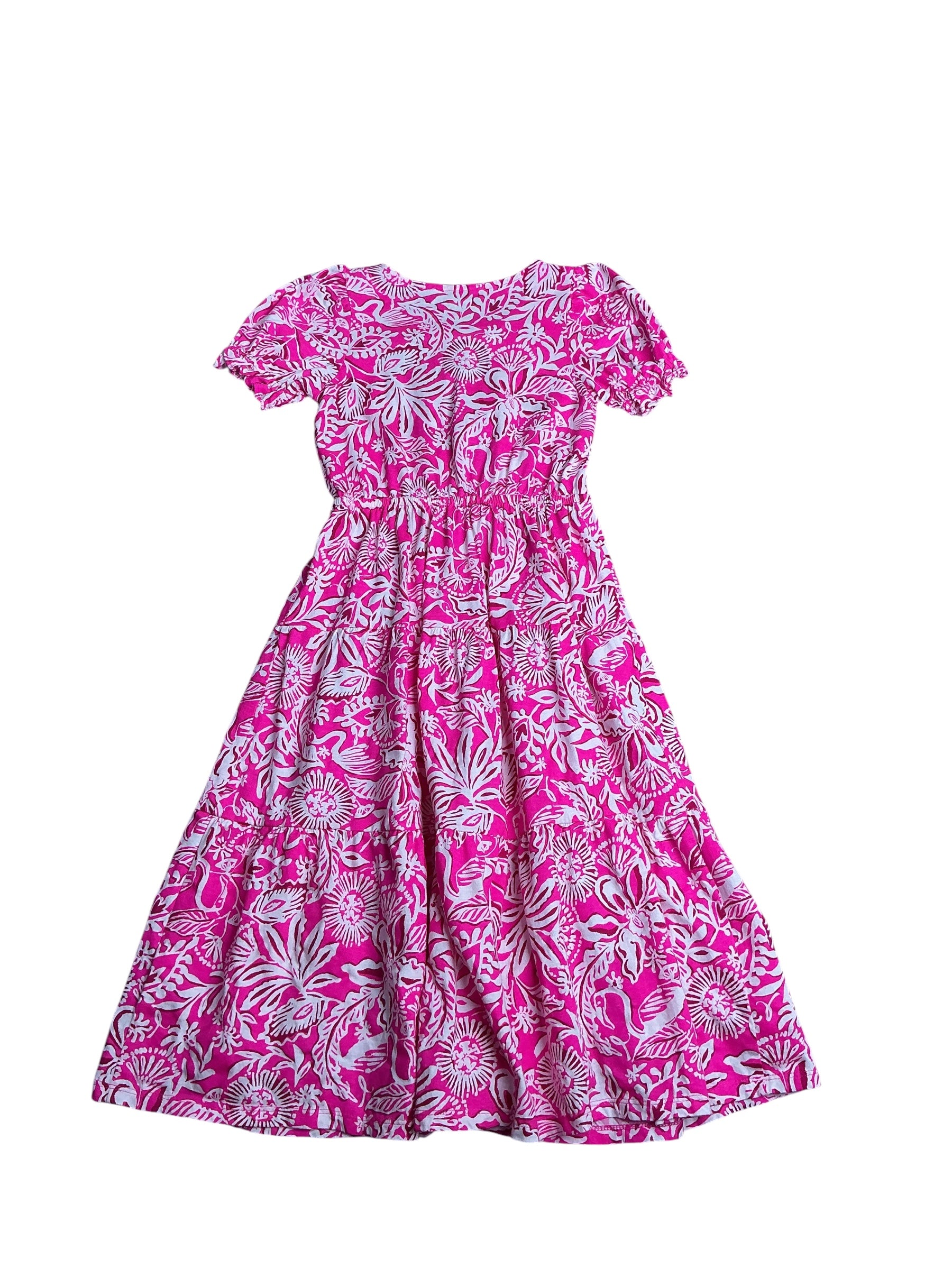 Lilly Pulitzer- Girls Dean Midi Dress Passion Fruit Pink Absolutely Flamazing M(6-7)