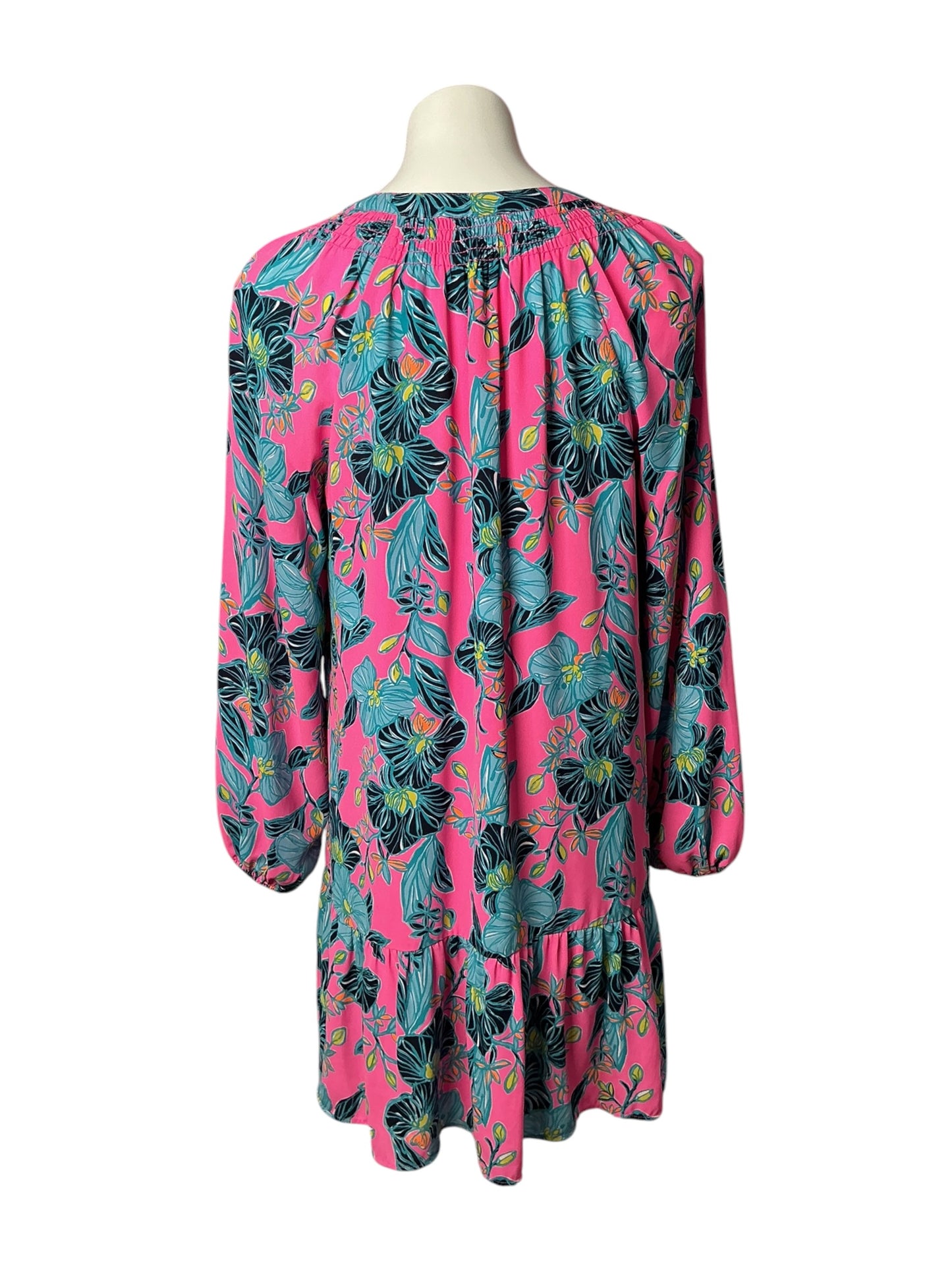 Lilly Pulitzer Lucee Long Sleeve Tunic Dress Pink Isle Blooming for You - Size M