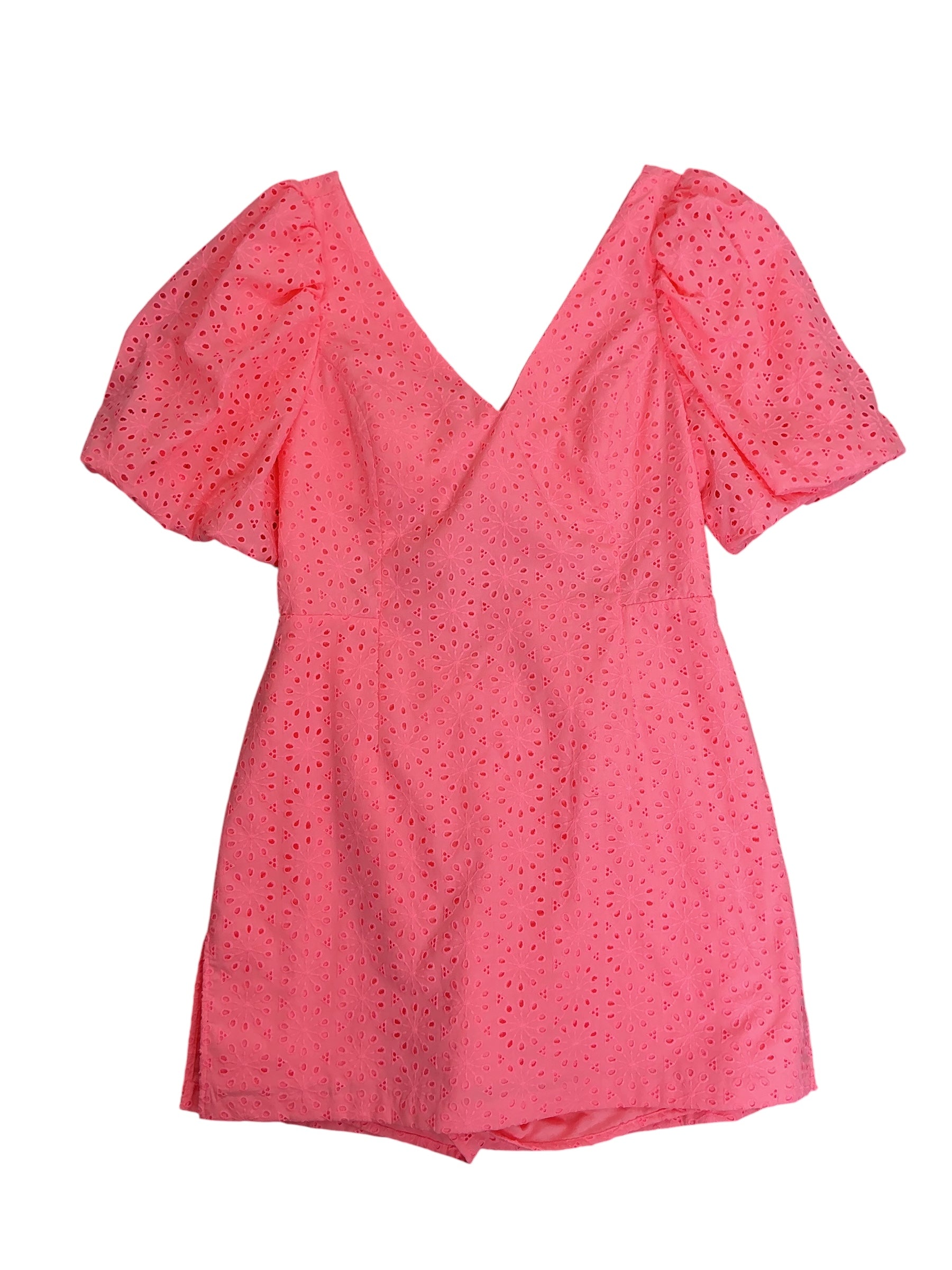 Lilly Pulitzer NWT Celestine V Neck Romper Sunrise Coral Neon Sunburst Eyelet - Size 16