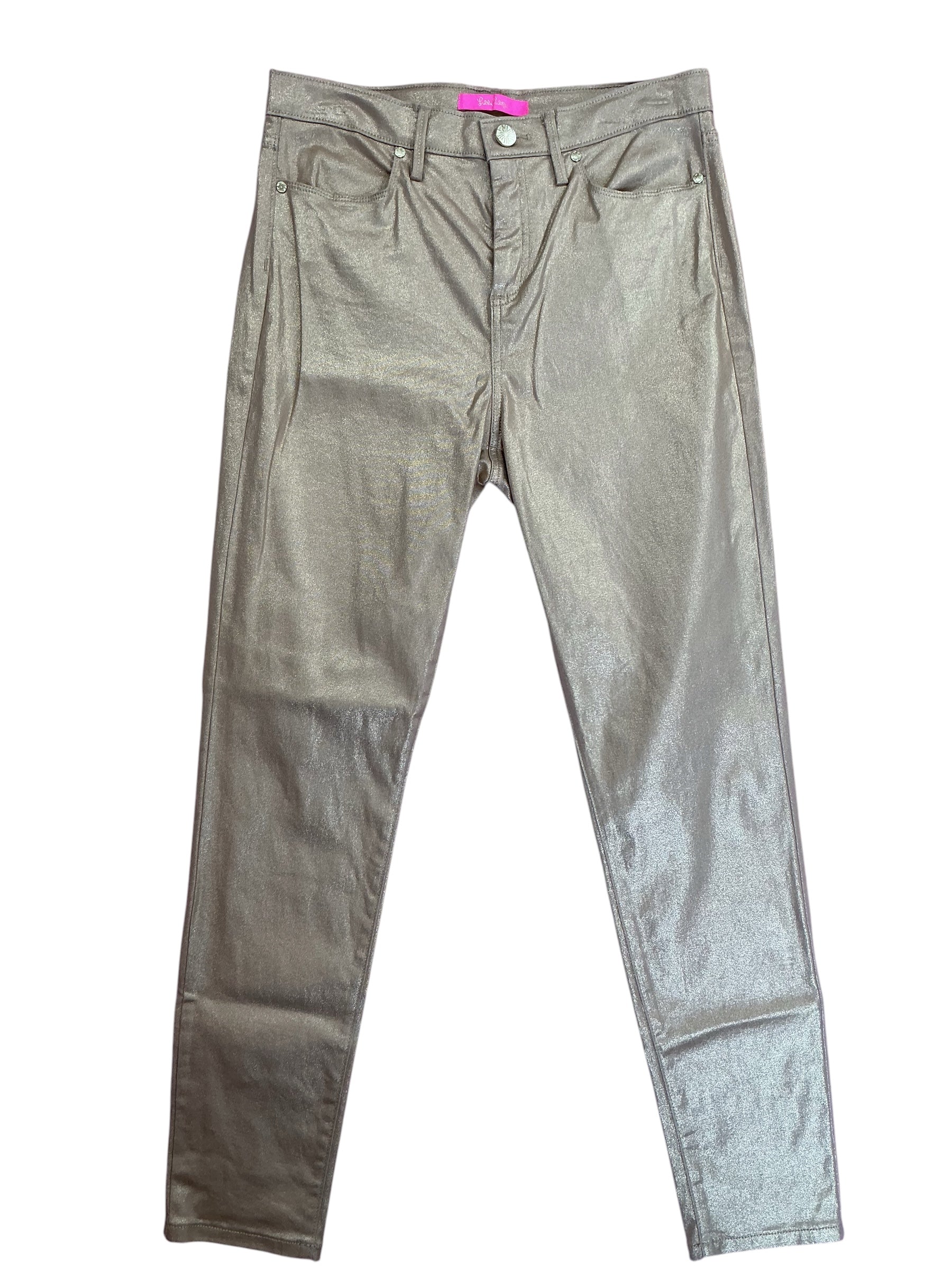 Lilly Pulitzer Eagan High Rise Skinny Jeans Gold Metallic - Size 8