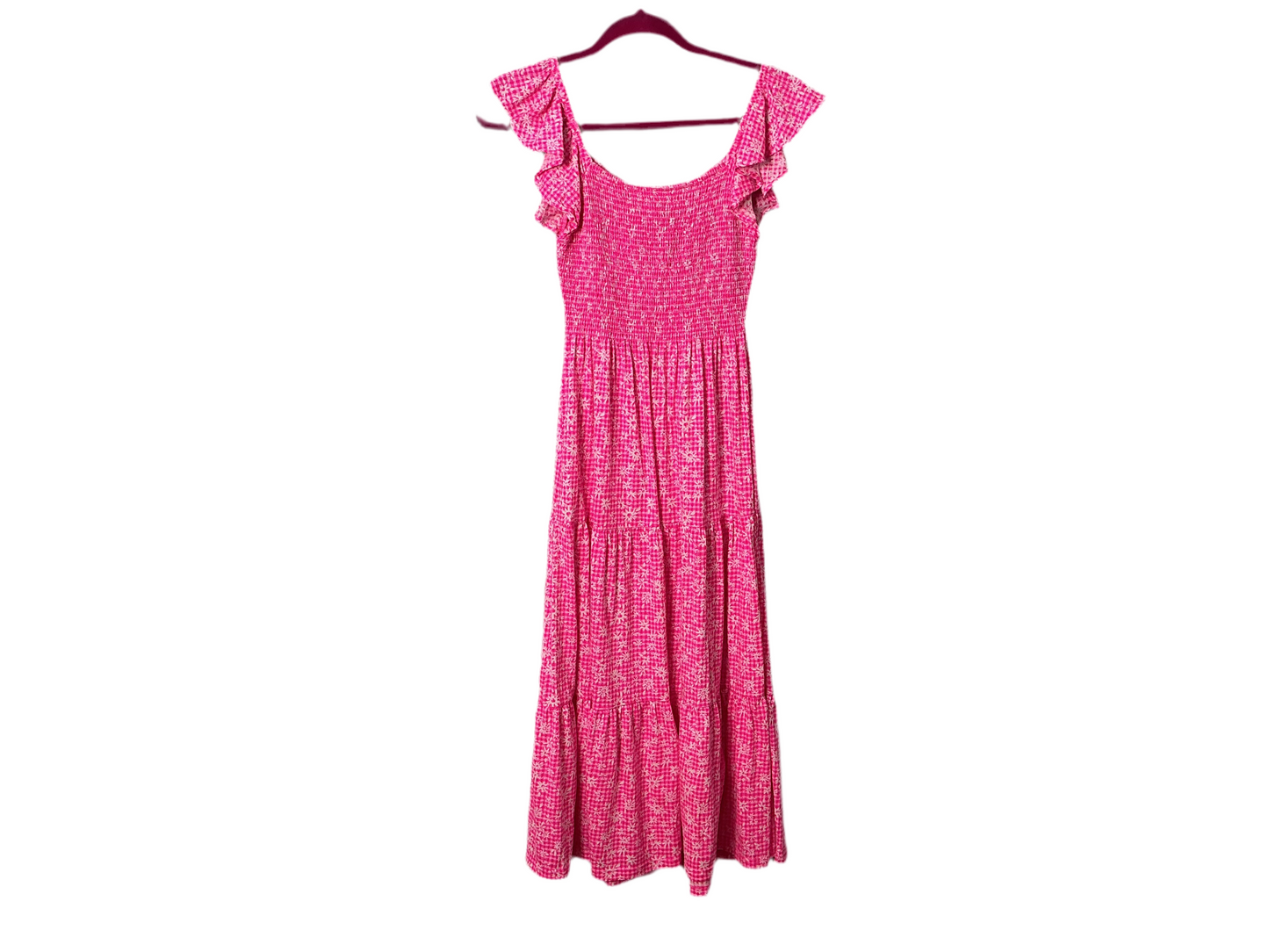 Lilly Pulitzer Jilly Smocked Midi Dress - Aura Pink Check You Out - Size XS