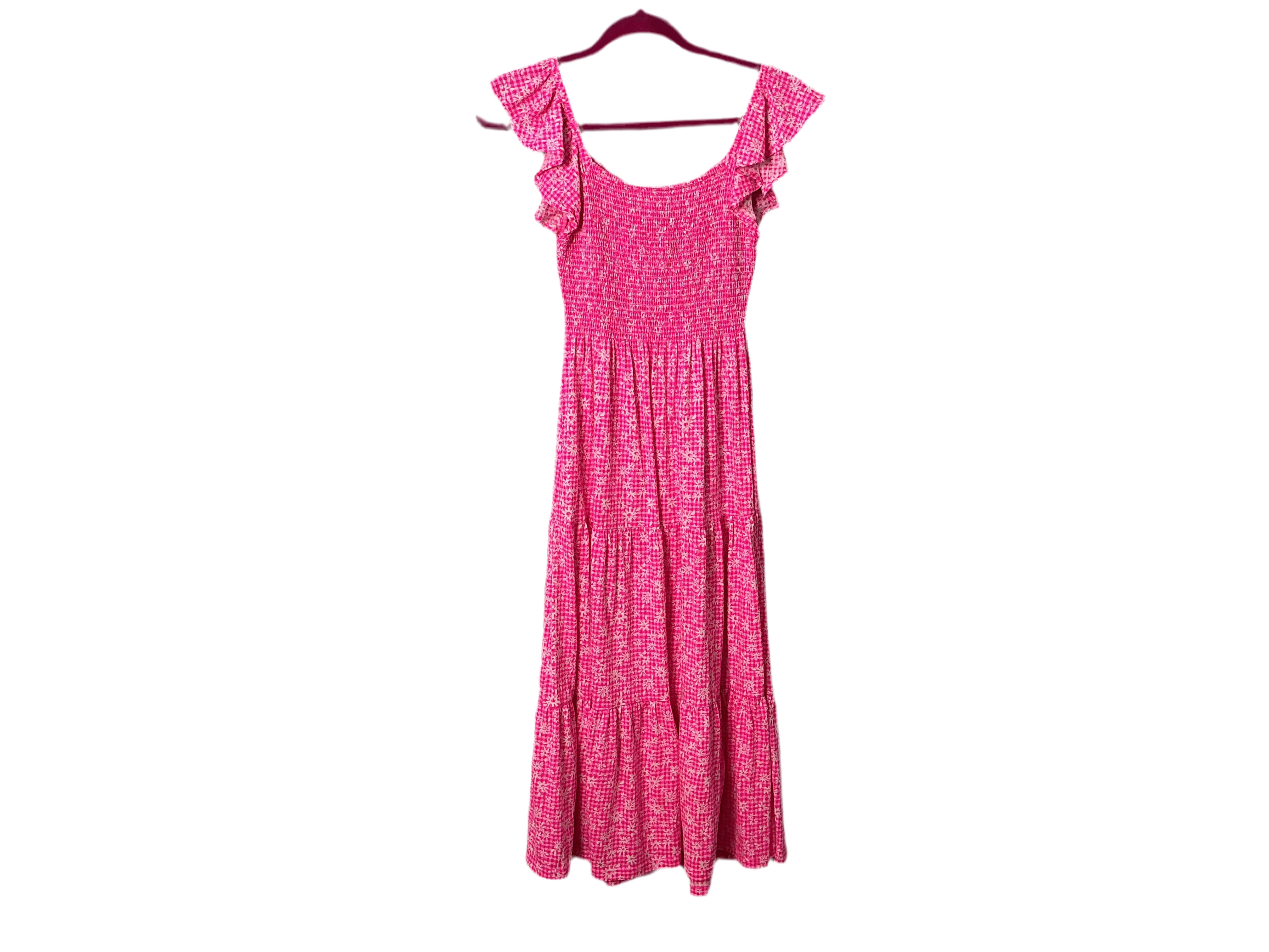 Lilly Pulitzer Jilly Smocked Midi Dress - Aura Pink Check You Out - Size XS
