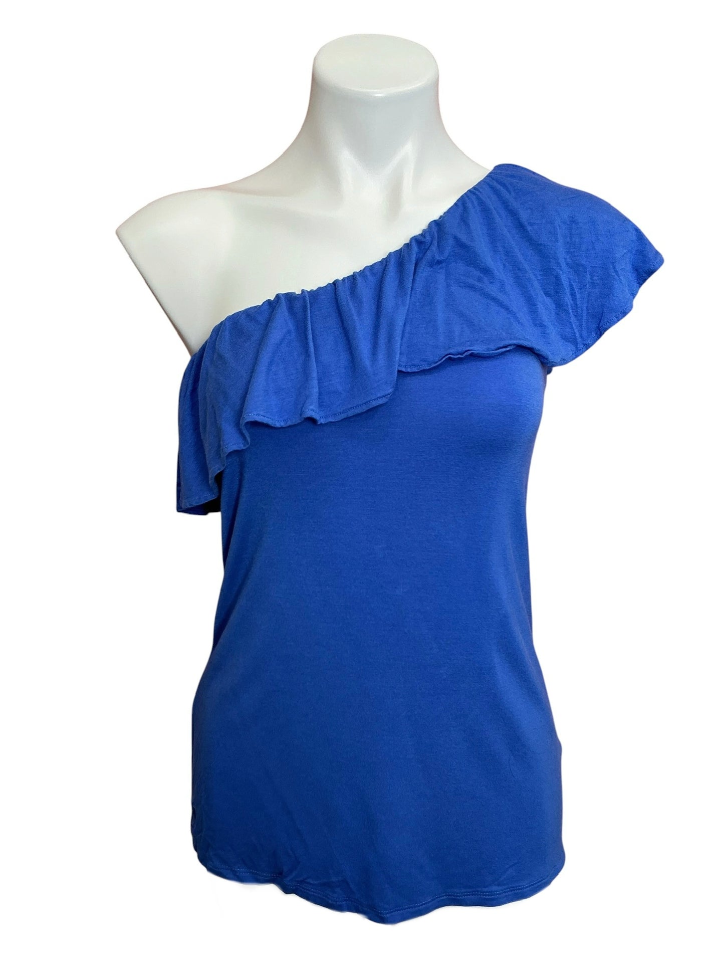 Lilly Pulitzer Neveah Ruffle One-Shoulder Top Saltwater Blue - Size S