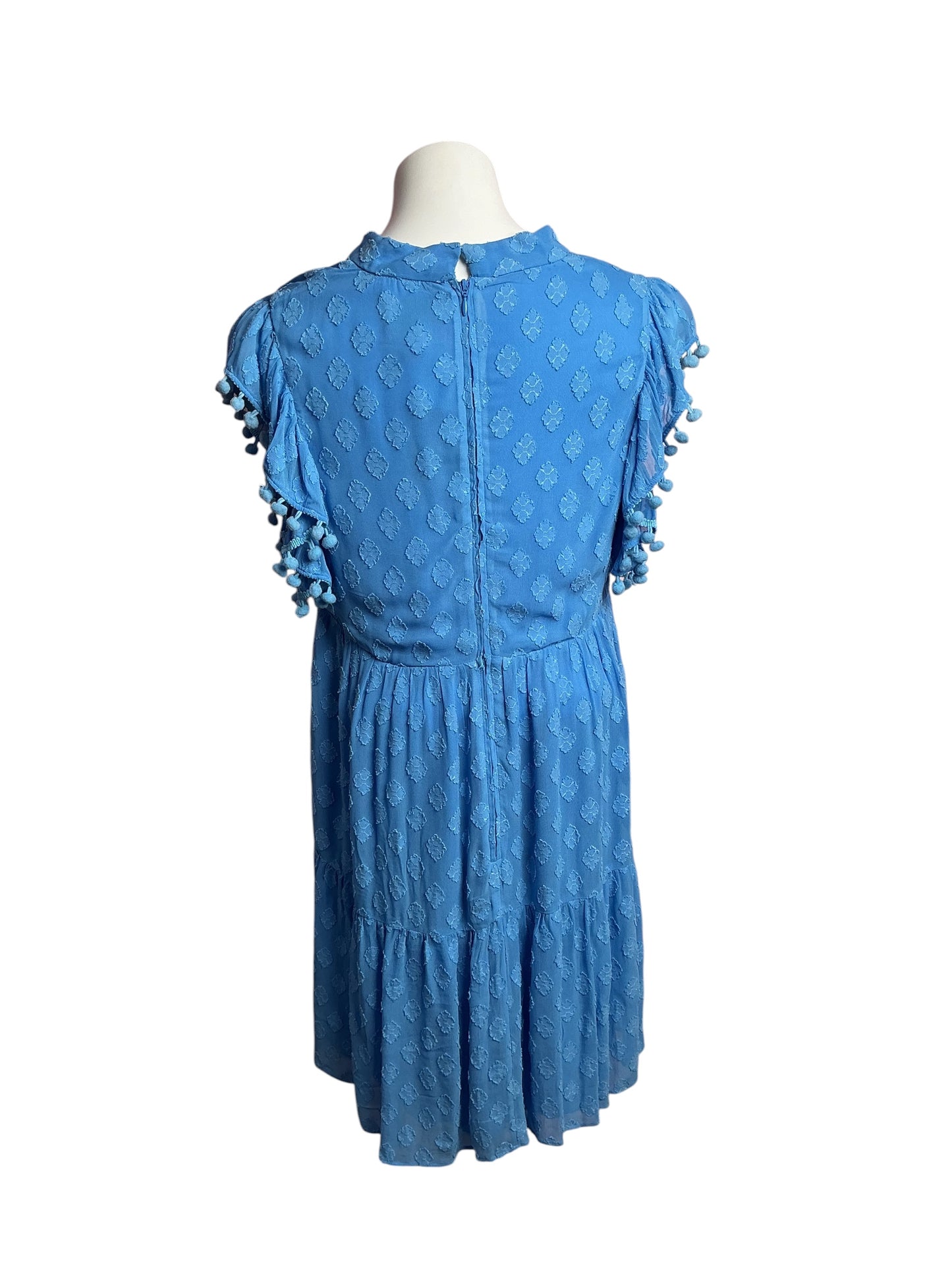 Lilly Pulitzer- Arleah Pom-Pom Mini Dress Blue Thistle Daiquiri Ditsy Clip Size 6