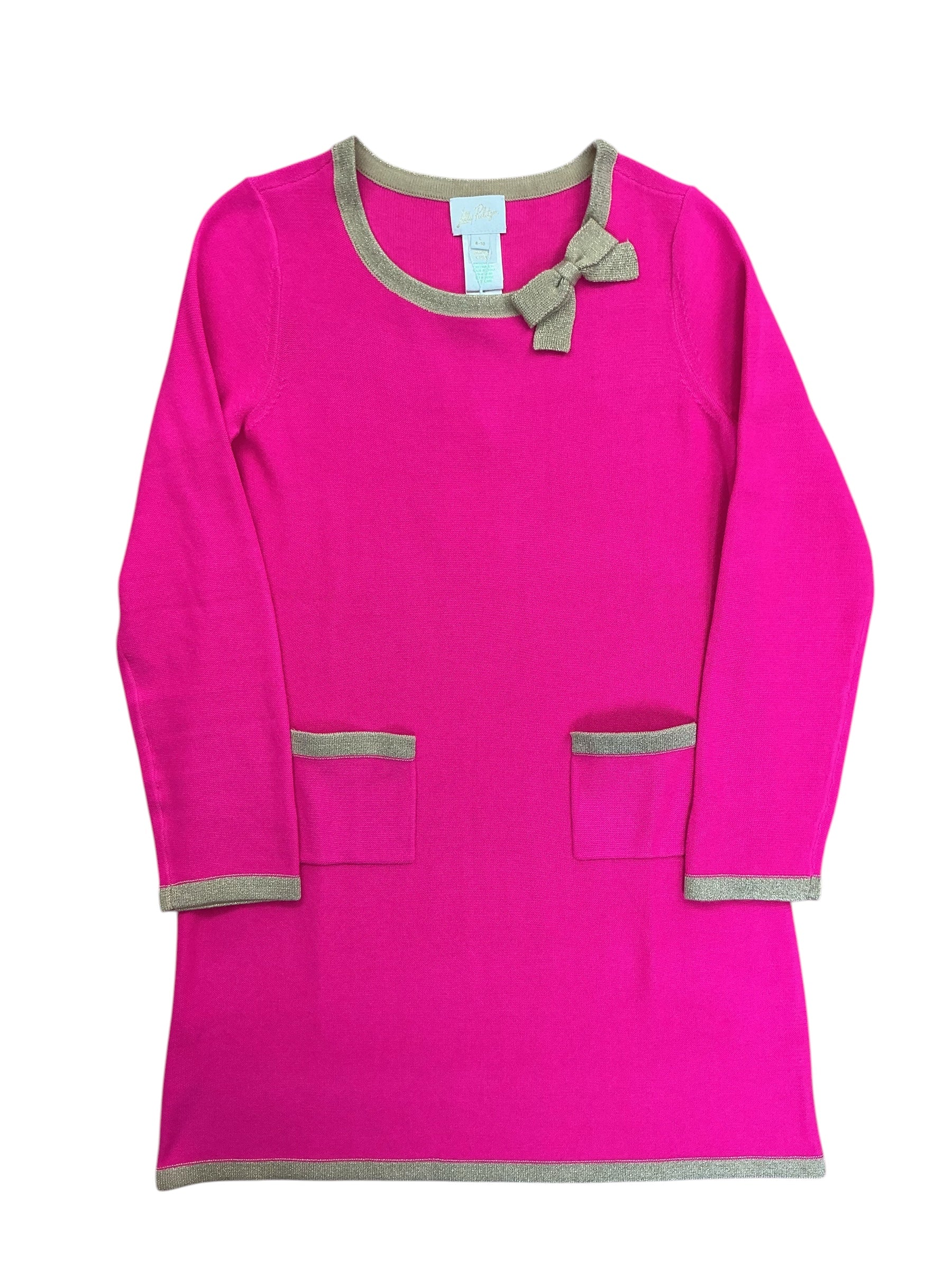 Lilly Pulitzer NWT Girls Kids Mini Morgen Sweater Dress Passion Fruit Pink - Size L 8-10