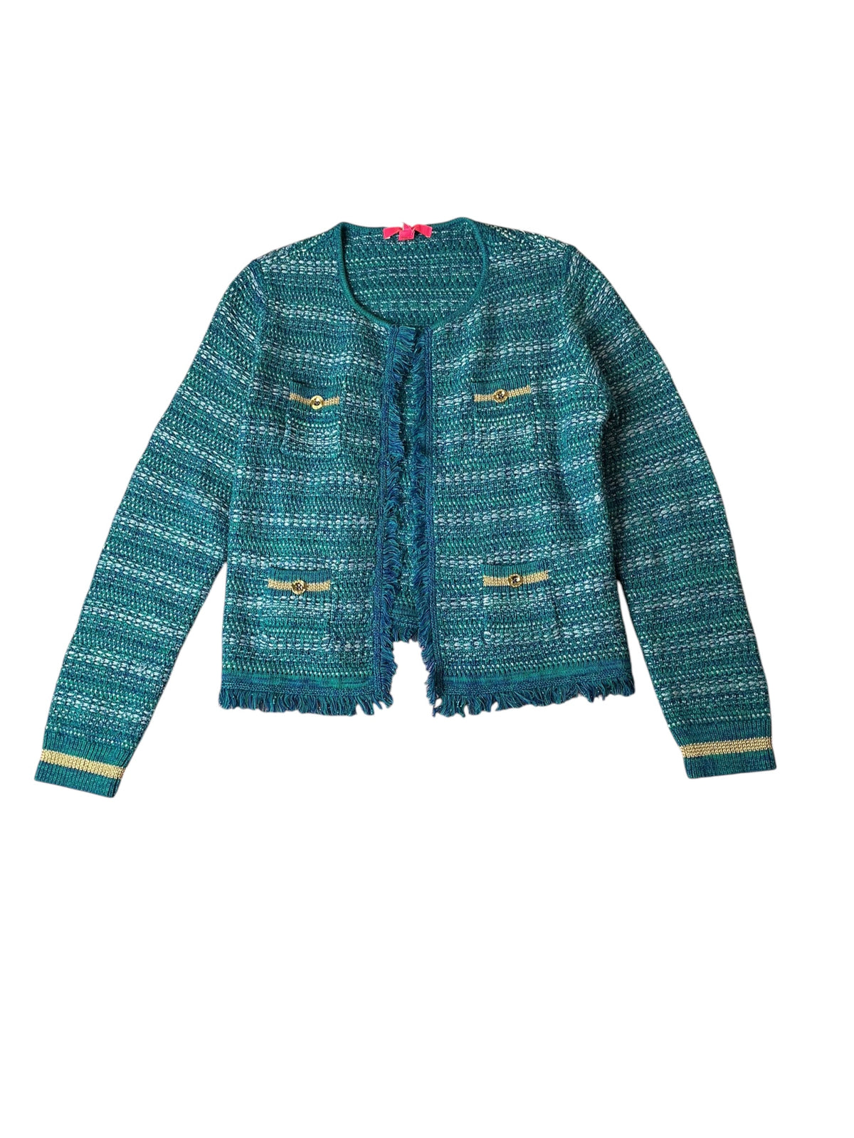 Lilly Pulitzer NWT Beckington Cardigan Blue Grotto Metallic Tweed - Size XL