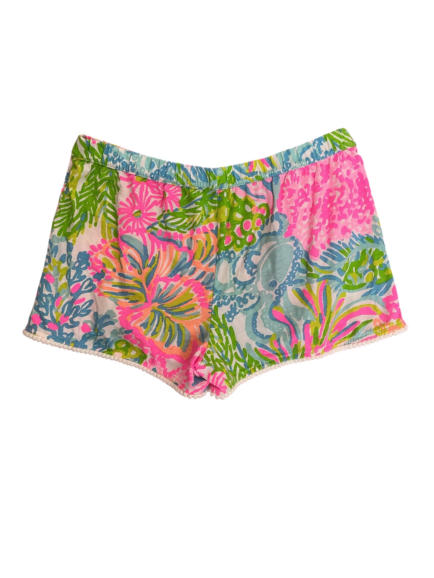 Lilly Pulitzer Kids Girls Challis Pom Pom Shorts Pear Necessities - Size XL 12-14