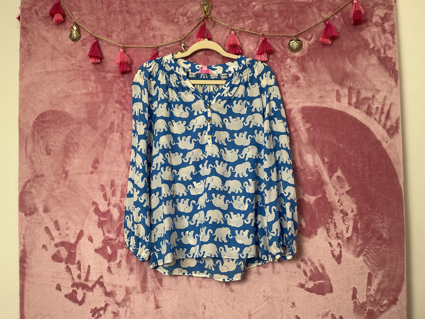 Lilly Pulitzer NWT Blouse Bay Blue Tusk In Sun Middle - Size S