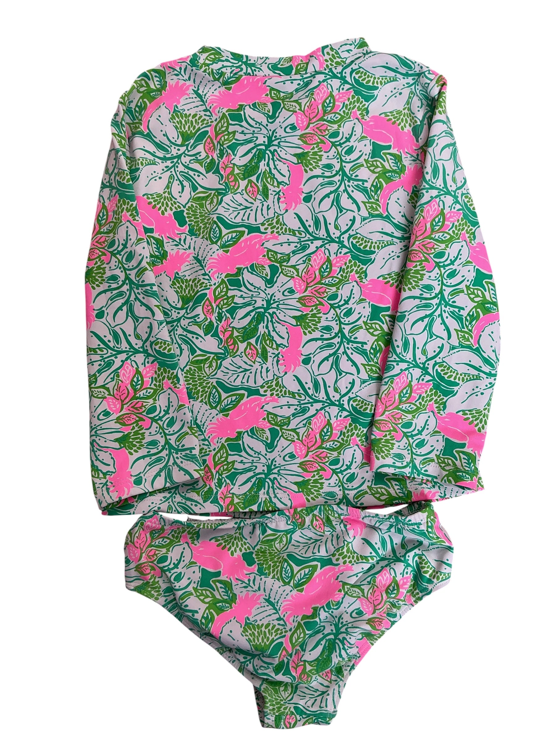 Lilly Pulitzer Girls Kids Bobby Rashguard 2PC Set Botanical Green Just Wing It - Size 6