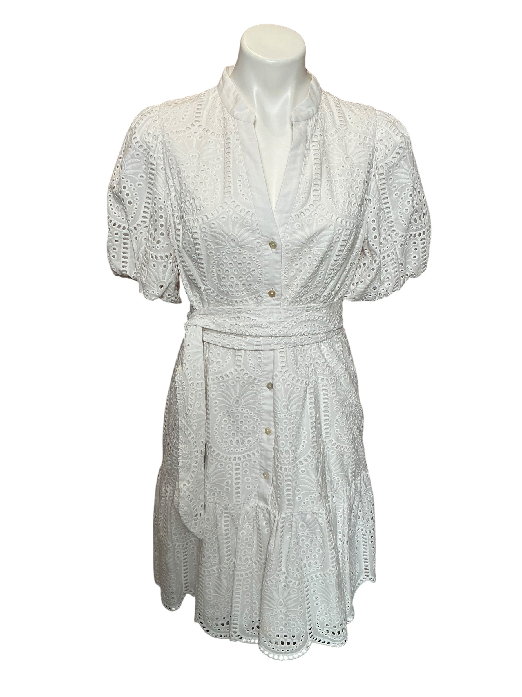 Lilly Pulitzer Xylia Dress Resort White Pineapple Tile Eyelet - Size 12
