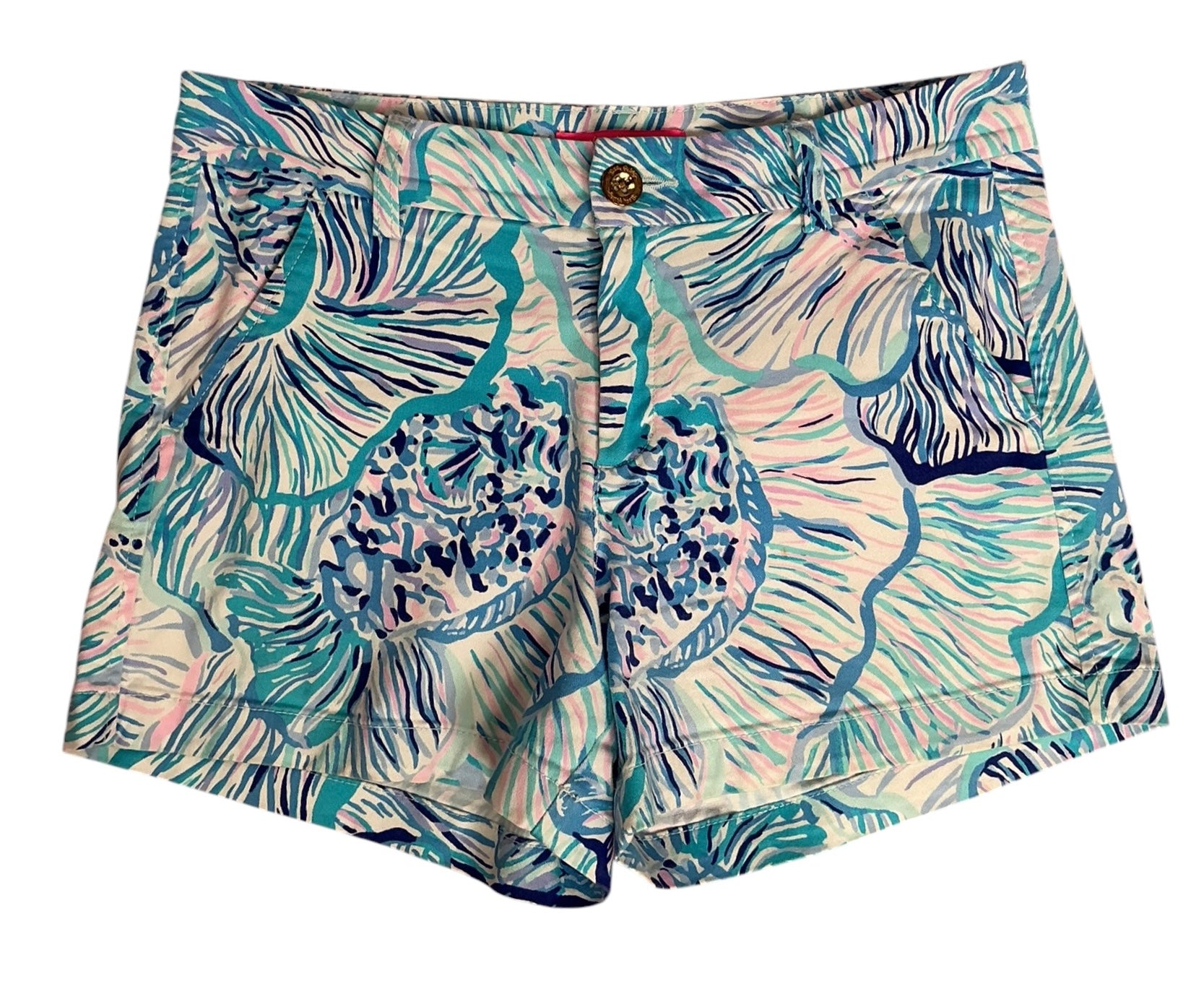 Lilly Pulitzer Kellar Stretch Shorts Bermuda Blue Fishful Thinking - Size 6
