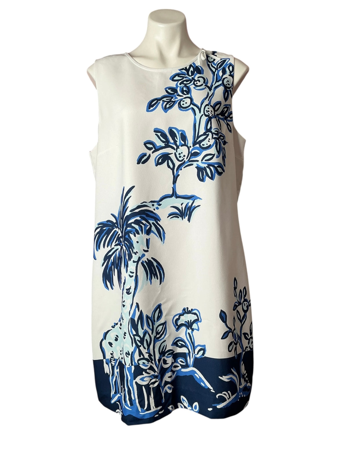Lilly Pulitzer Julienne Shift Resort White Oversized Tall Tales Engineered Woven Dress - Size 16